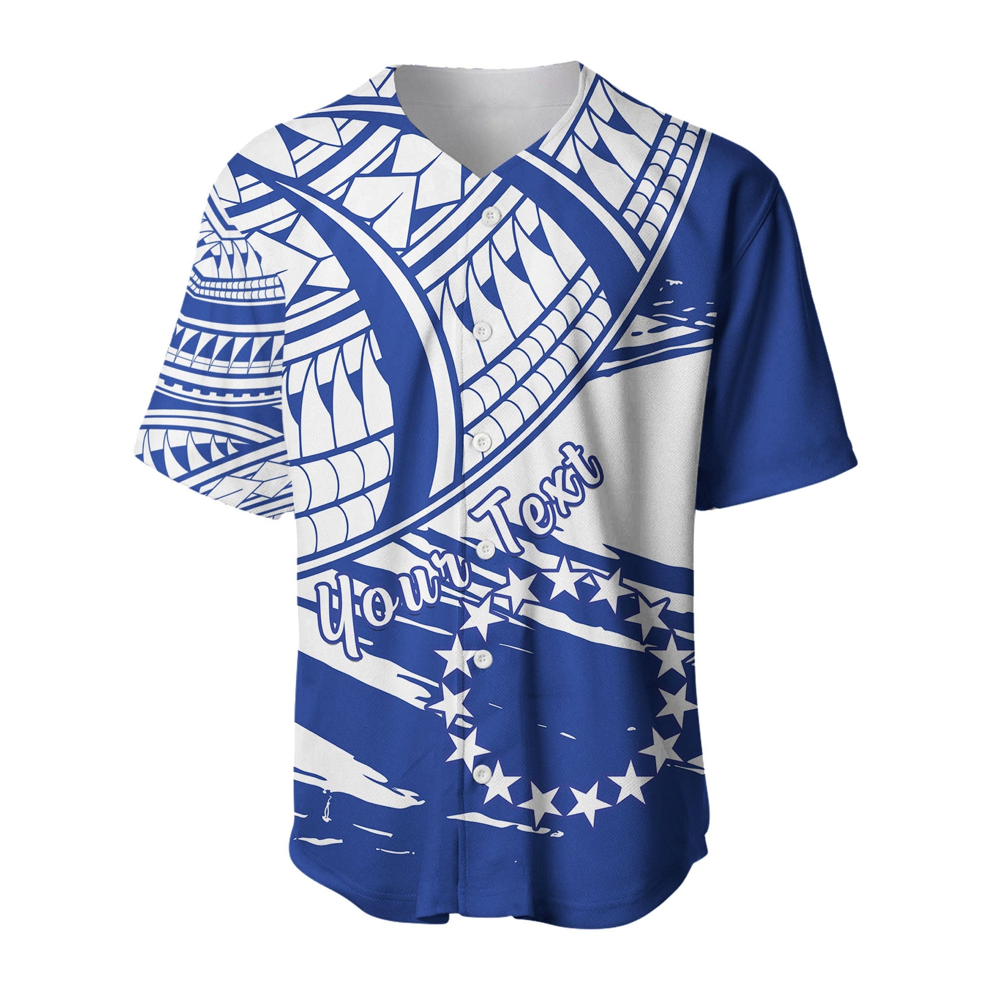 ( Custom Personalised) Cook Islands Baseball Jersey Flag Style Blue With Claw Pattern