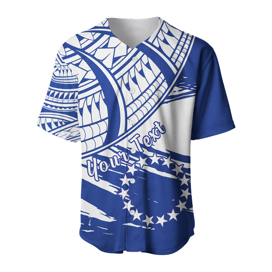 ( Custom Personalised) Cook Islands Baseball Jersey Flag Style Blue With Claw Pattern
