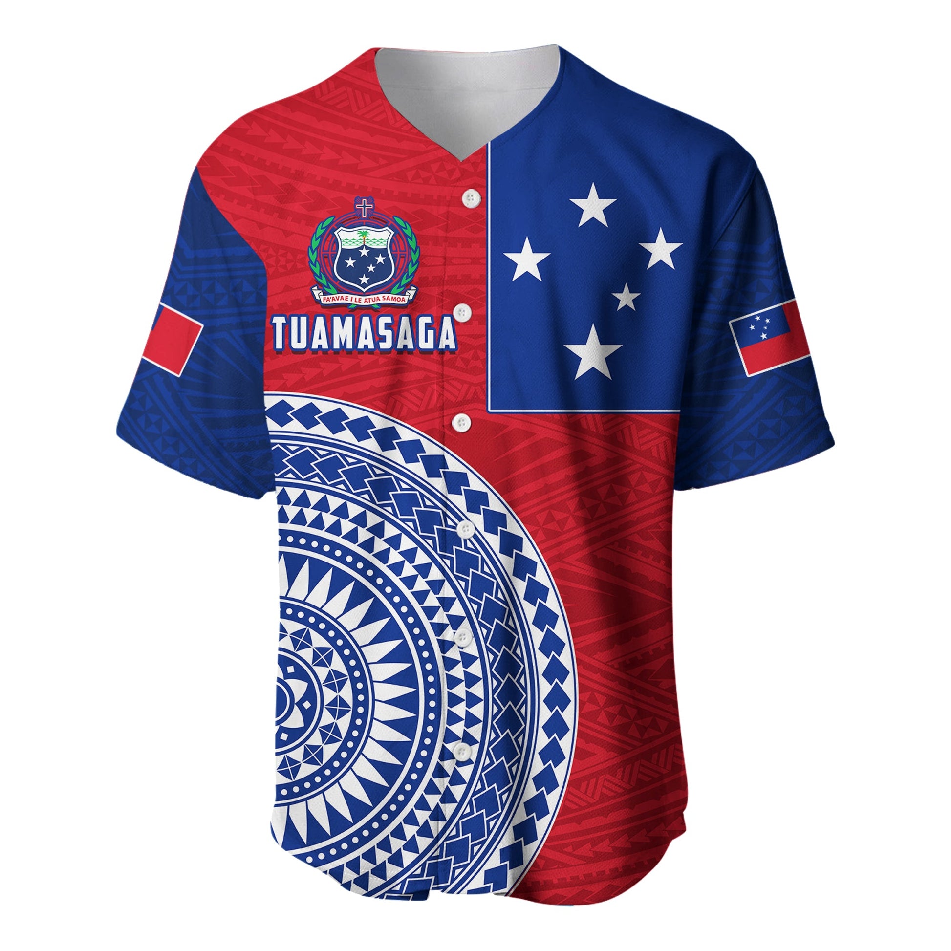 Tuamasaga Samoa Baseball Jersey Polynesian Pattern
