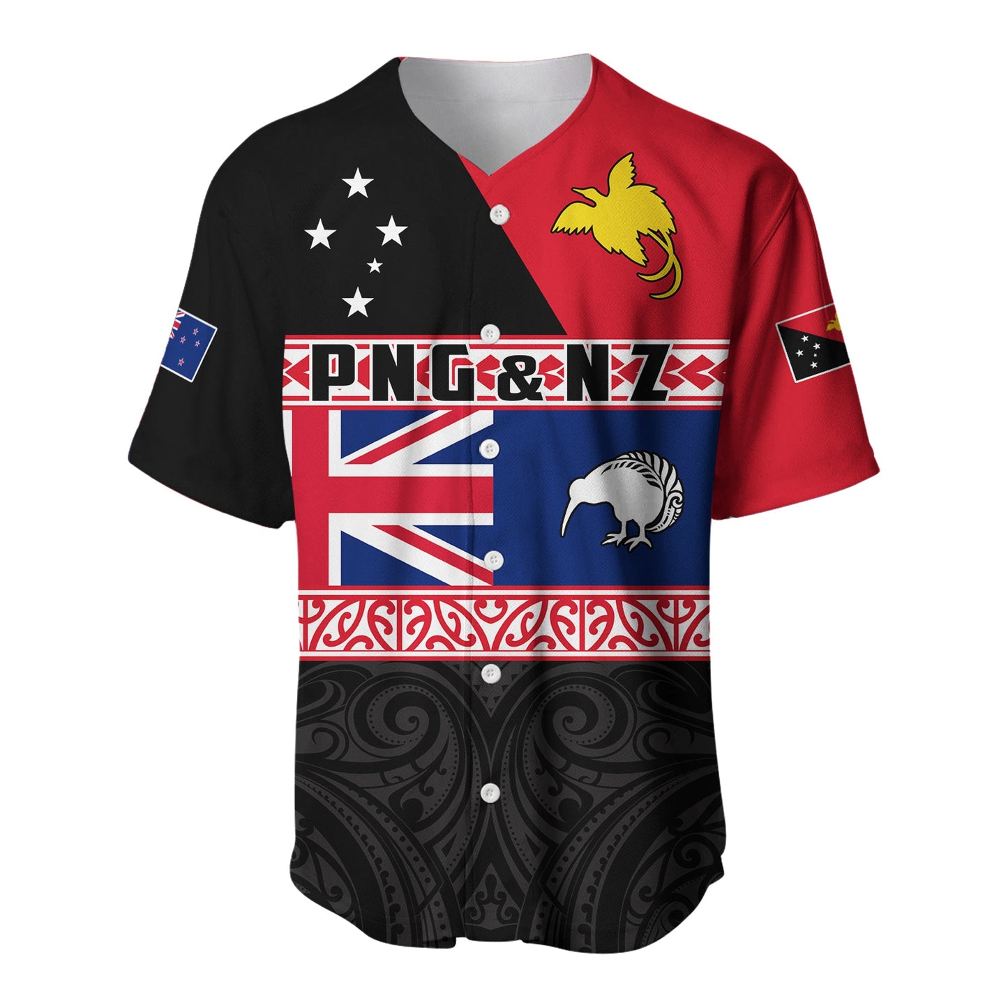 Papua New Guinea and New Zealand Baseball Jersey Maori PNG and NZ