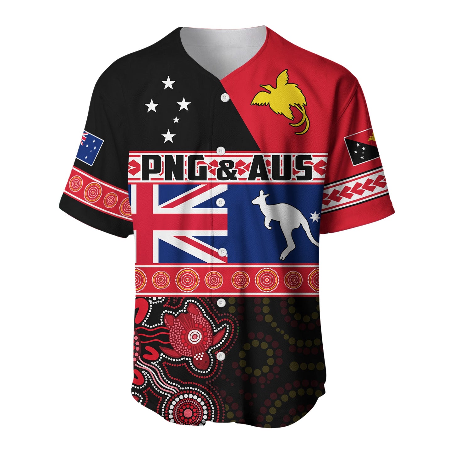 Papua New Guinea and Australia T Shirt Baseball Jersey PNG and AUS