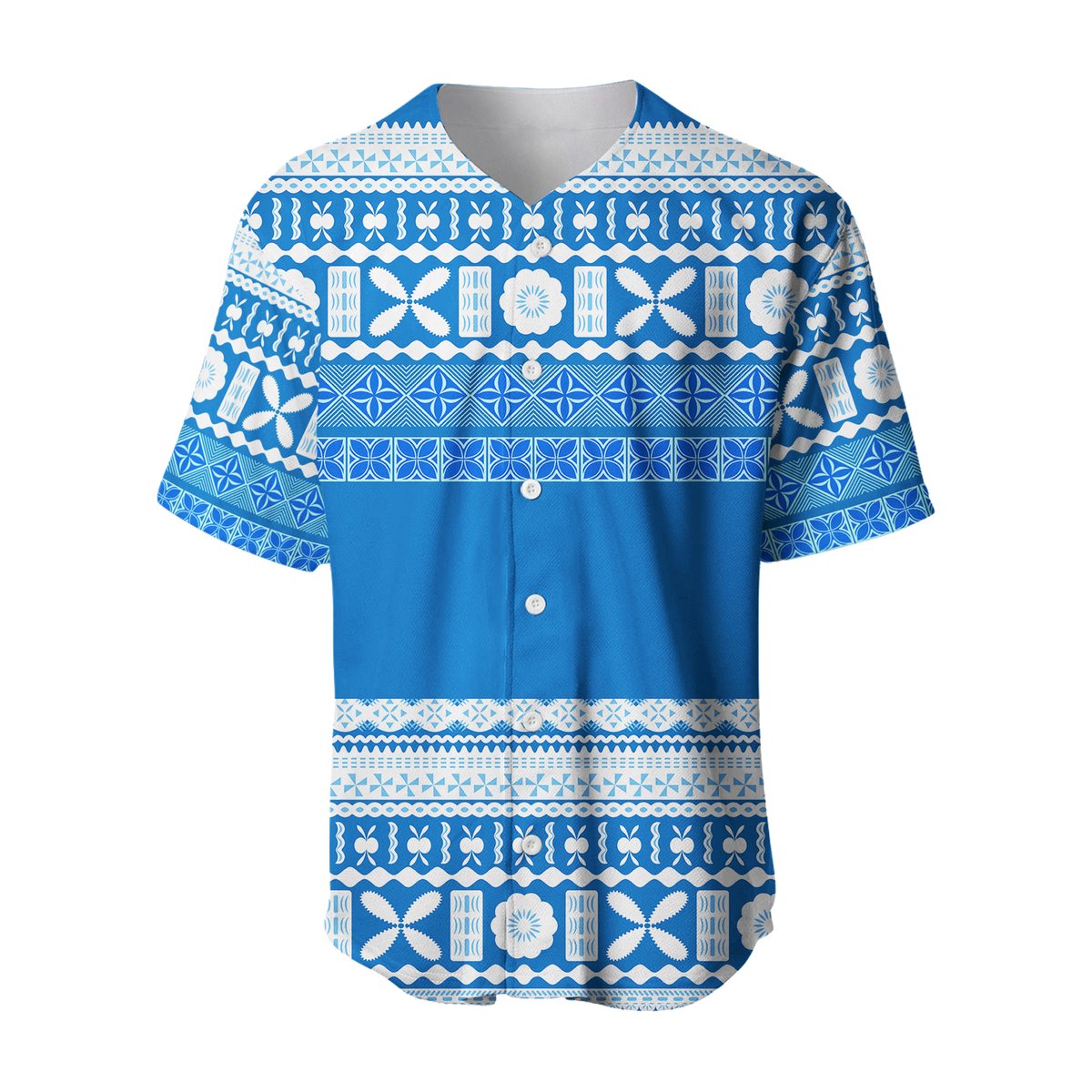 Bula Fiji Baseball Jersey Tapa Pattern