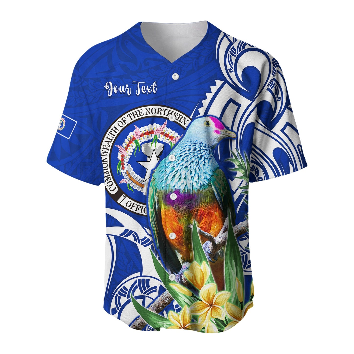 (Custom Personalised) Northern Mariana Islands Baseball Jersey Mariana Fruit Dove Mix Frangipani Flowers
