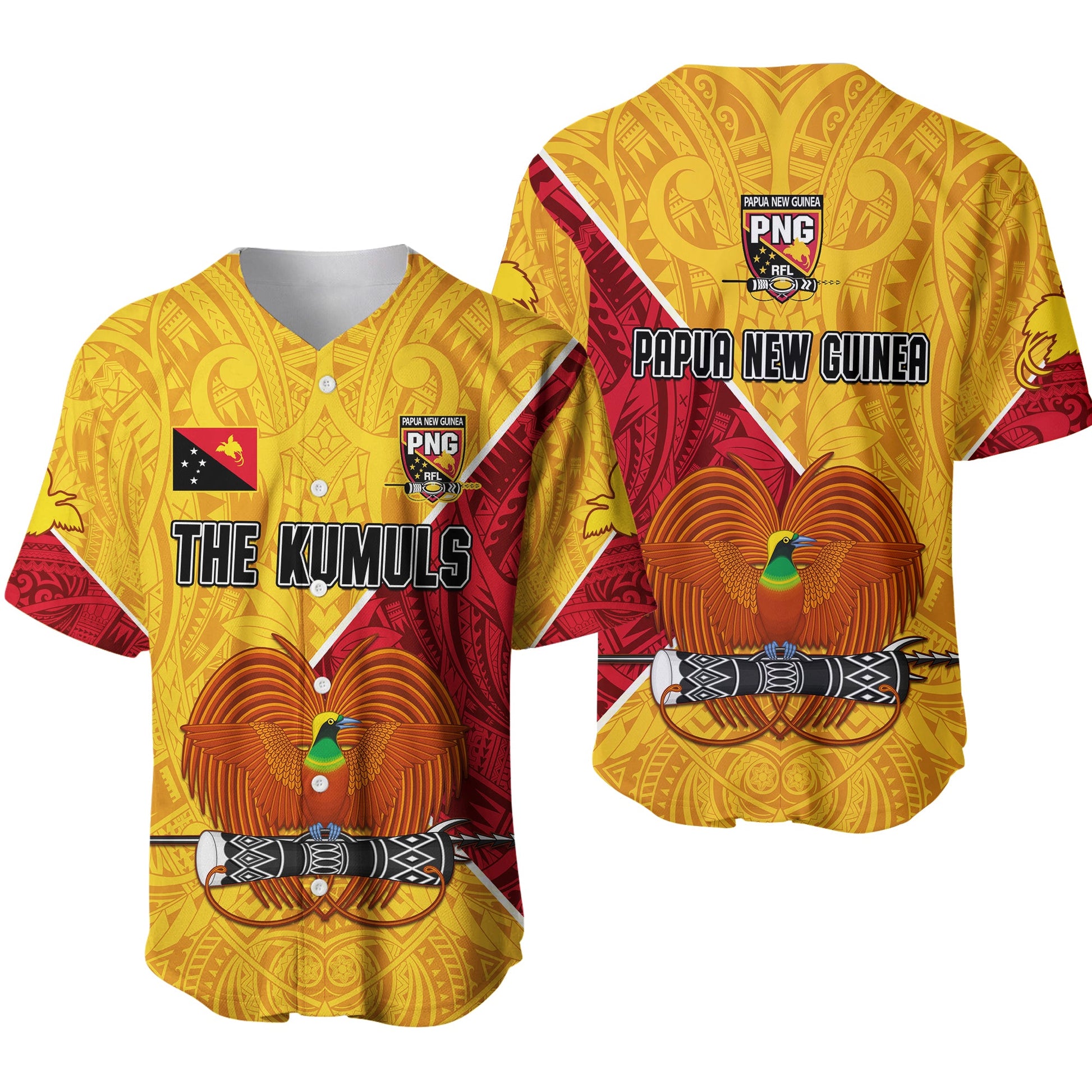The Kumuls PNG Baseball Jersey Papua New Guinea Polynesian Dynamic Style