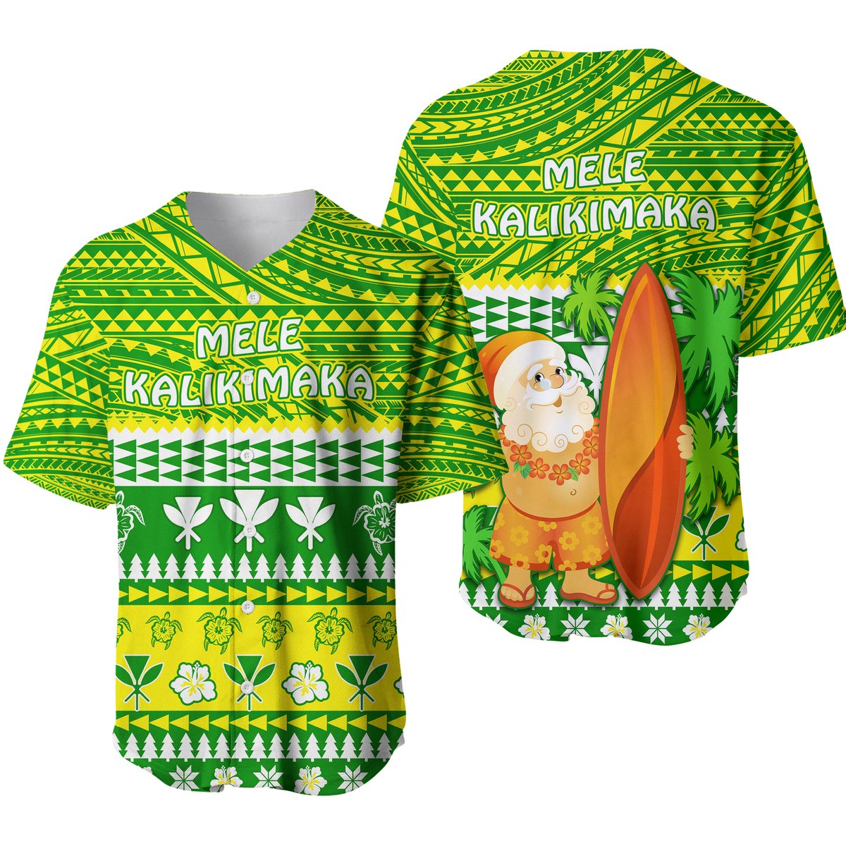 Hawaii Christmas Baseball Jersey Polynesian Mele Kalikimaka Santa Claus