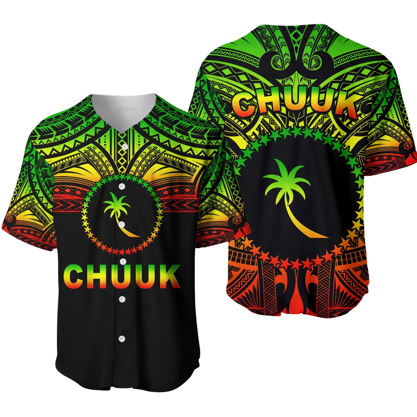 Chuuk Flag Baseball Jersey Micronesia Style Reggae
