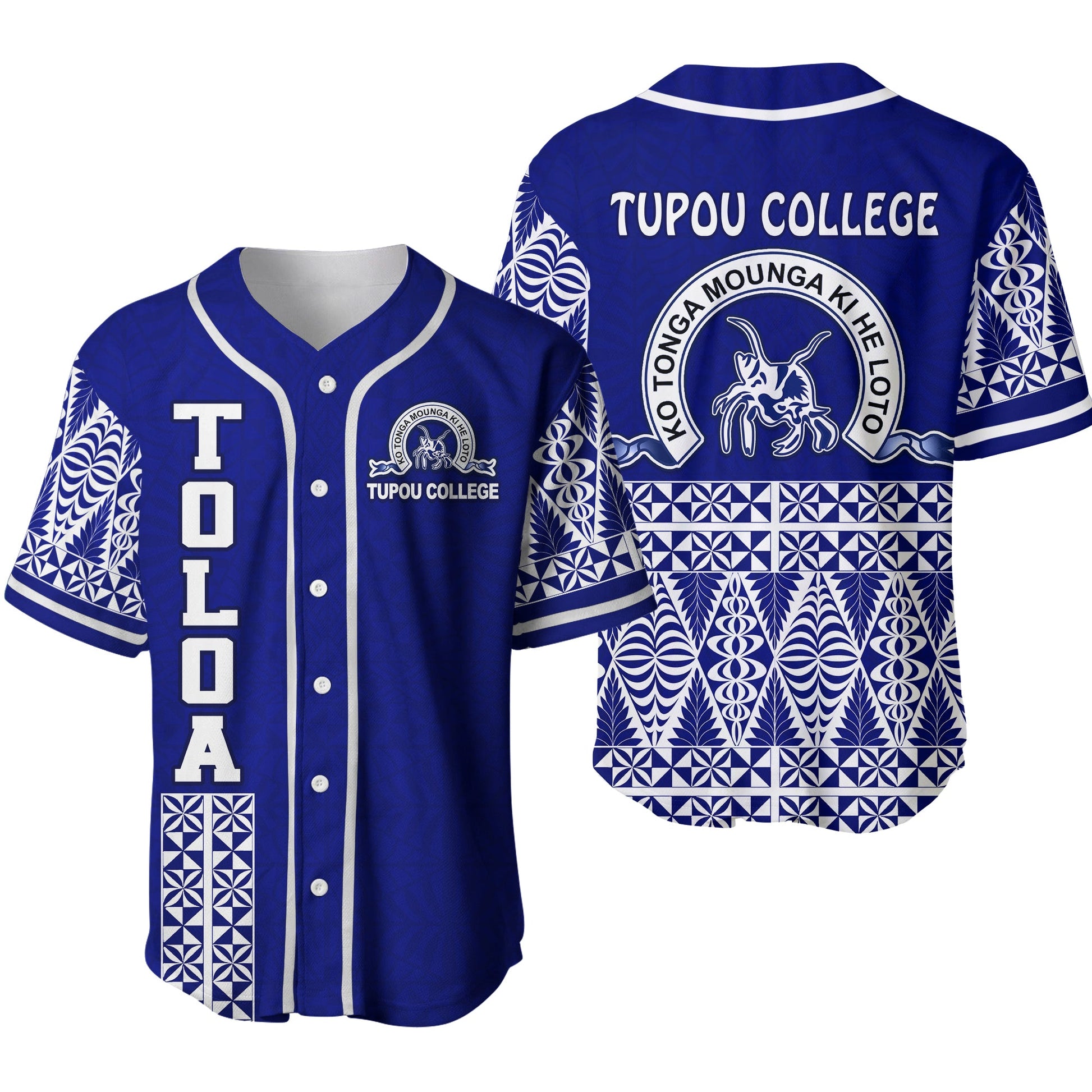 TOLOA Baseball Jersey Tupou College Tonga Pattern