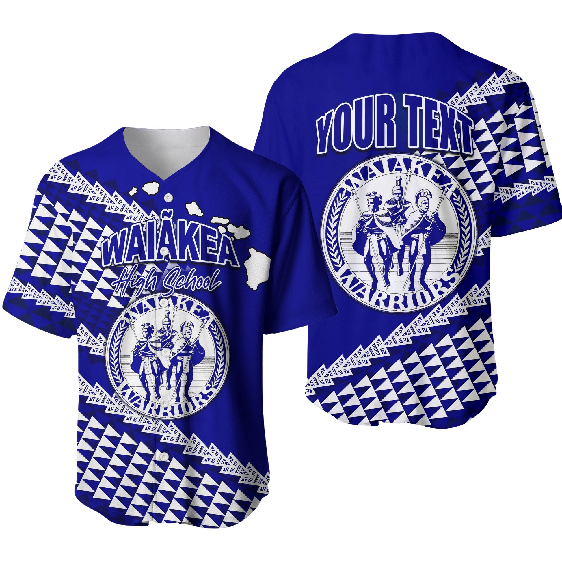 (Custom Personalised) Waiakea High School Hawaii Baseball Jersey -Navy Blue