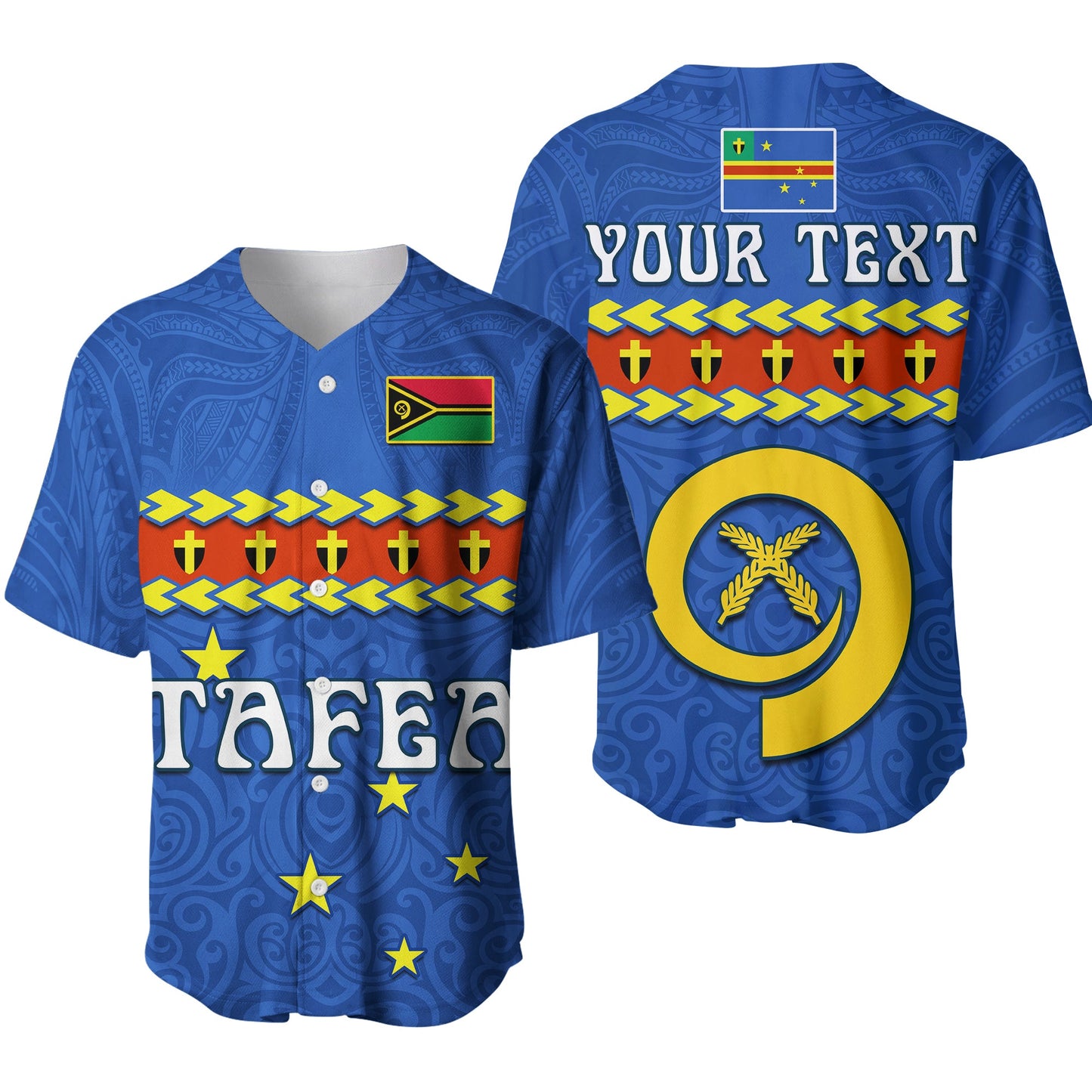 (Custom Personalised) Tafea Province Baseball Jersey Vanuatu Pig Tusk Polynesian Flag Style