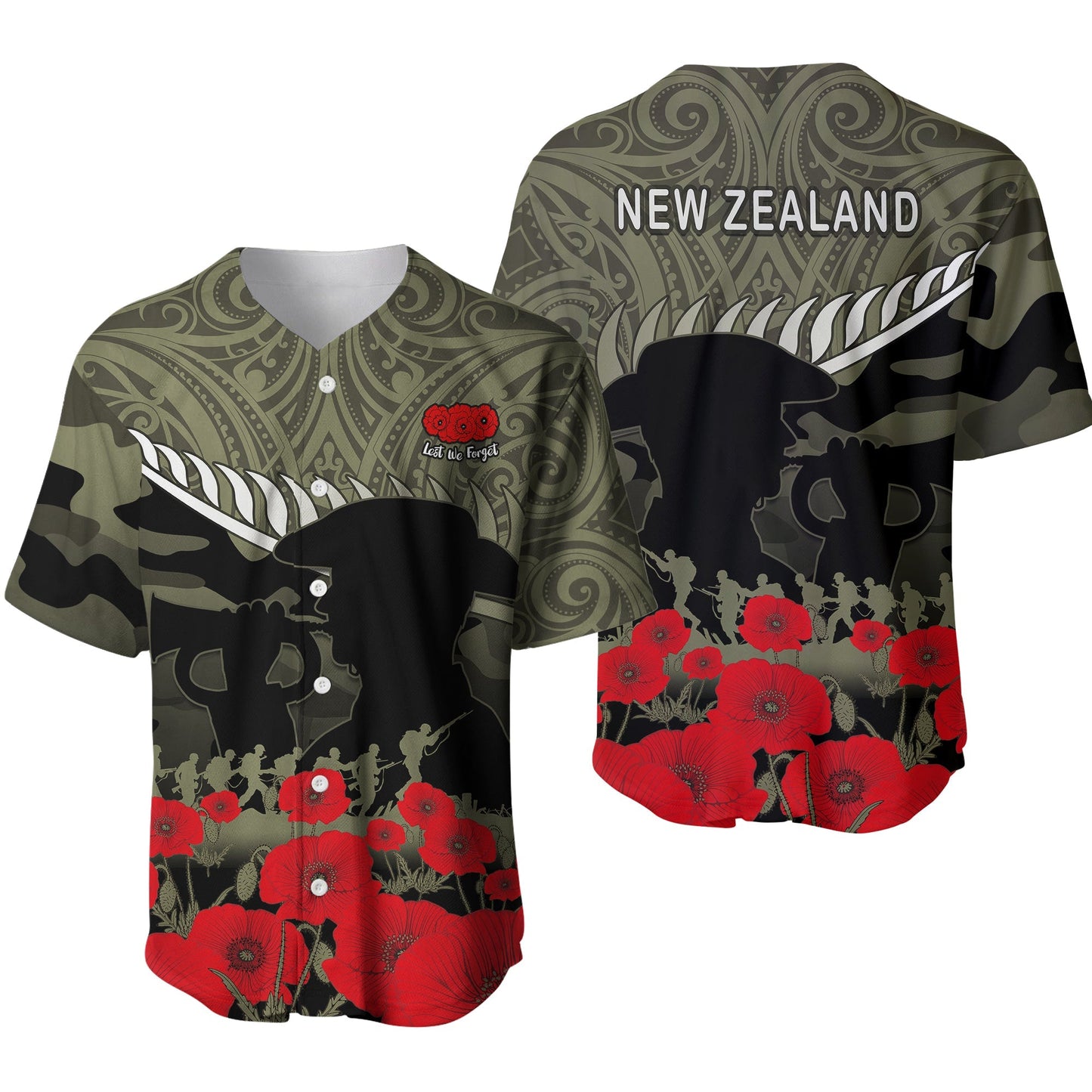 New Zealand ANZAC 2022 Baseball Jersey Camouflage