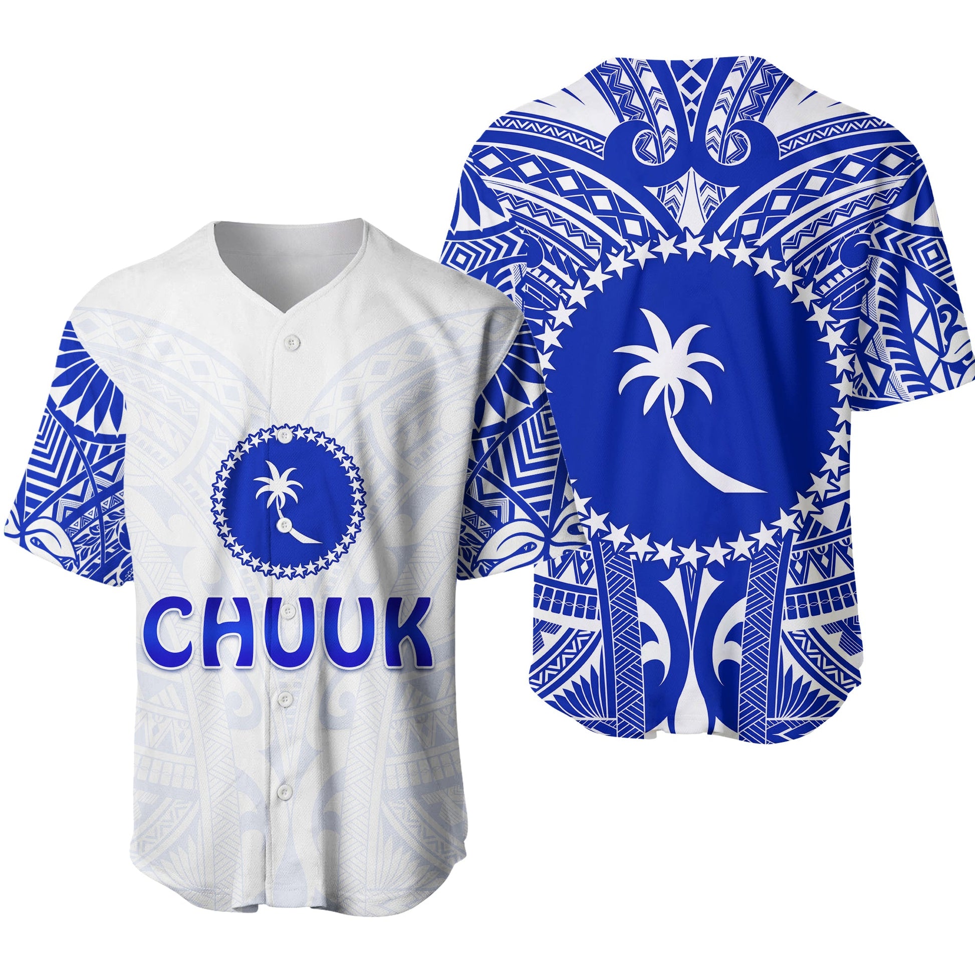 Chuuk Baseball Jersey Micronesia Simple Pattern White