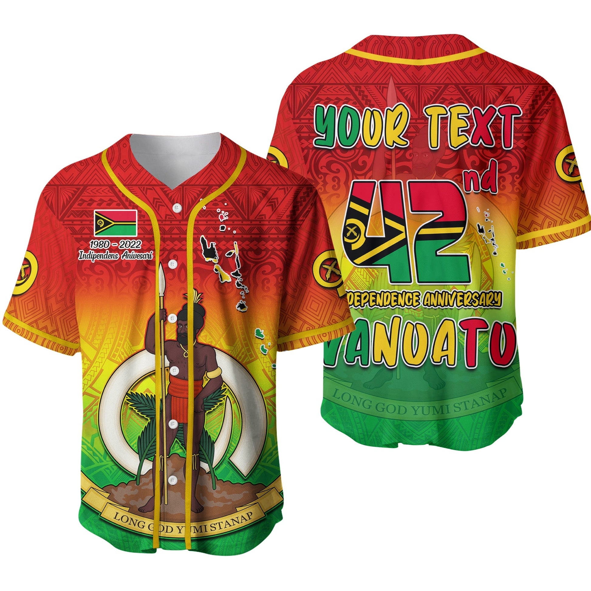 (Custom Personalised) Vanuatu Independence Day Baseball Jersey 42nd Anniversary Yumi Yumi Yumi Ver.02