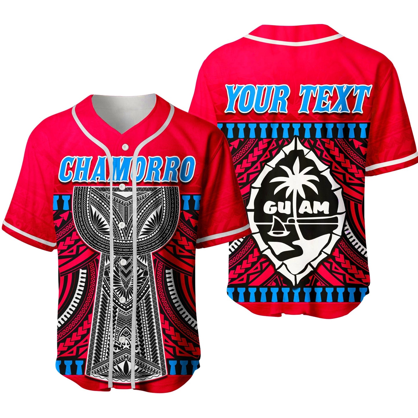 (Custom Personalised) Guam Chamorro Baseball Jersey Latte Stone Red Polynesian Haligi Ver.02