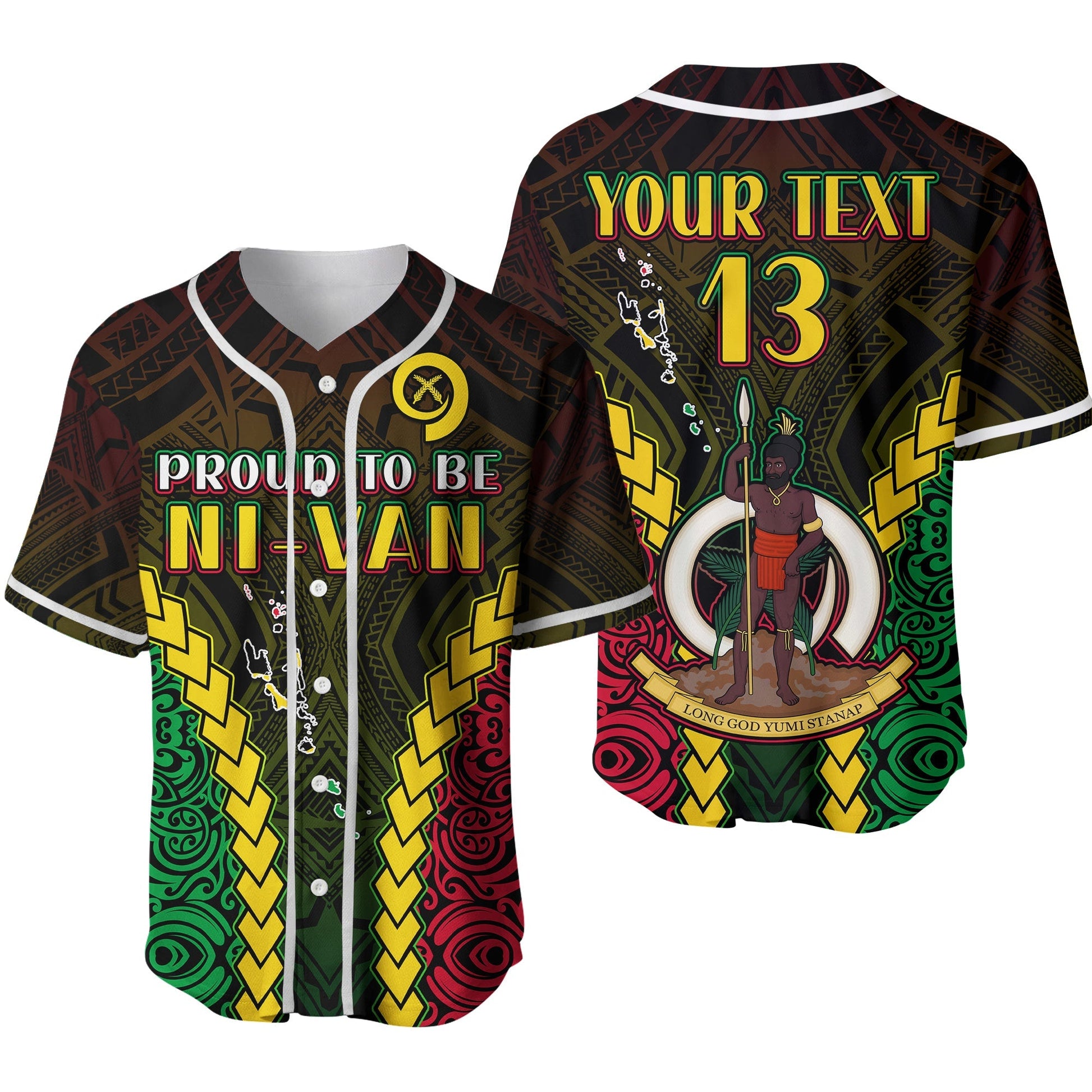 (Custom Text and Number) Vanuatu Indigenous Baseball Jersey Proud To Be Ni Vanuatu Polynesian Pattern Ver.02