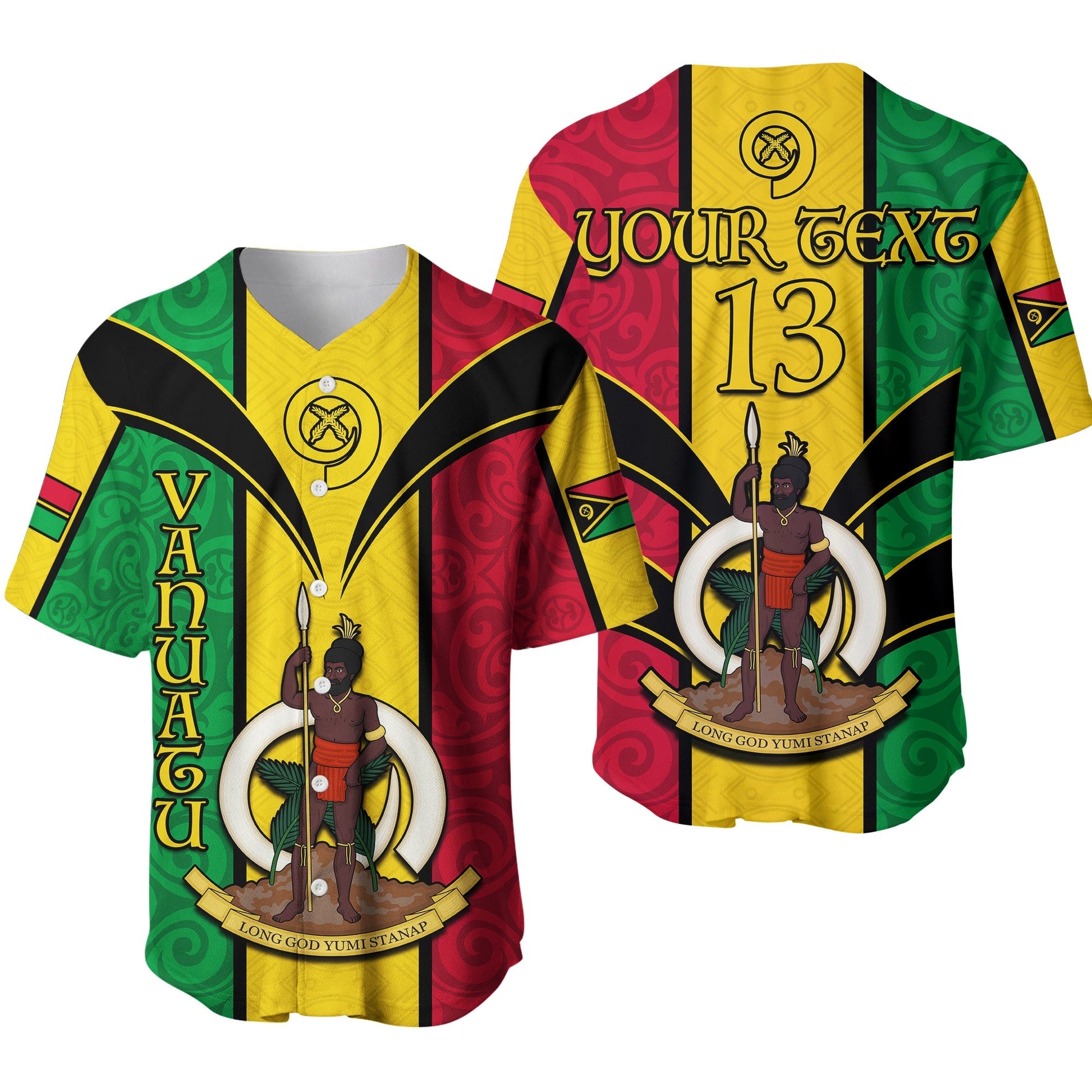 (Custom Text and Number) Vanuatu Baseball Jersey Pig Tusk Polynesian