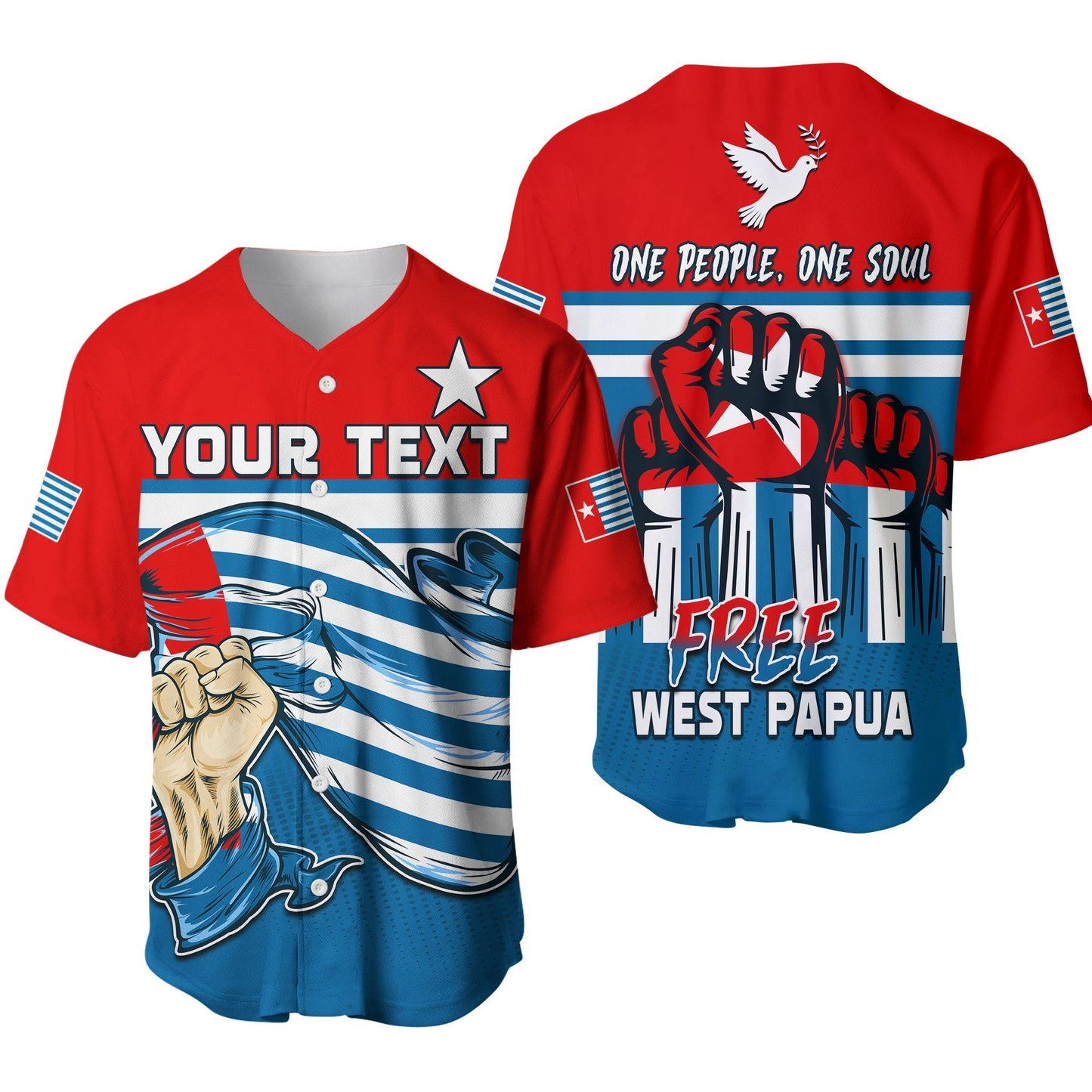 (Custom Personalised) Free West Papua Baseball Jersey One People One Soul Strong West Papuan