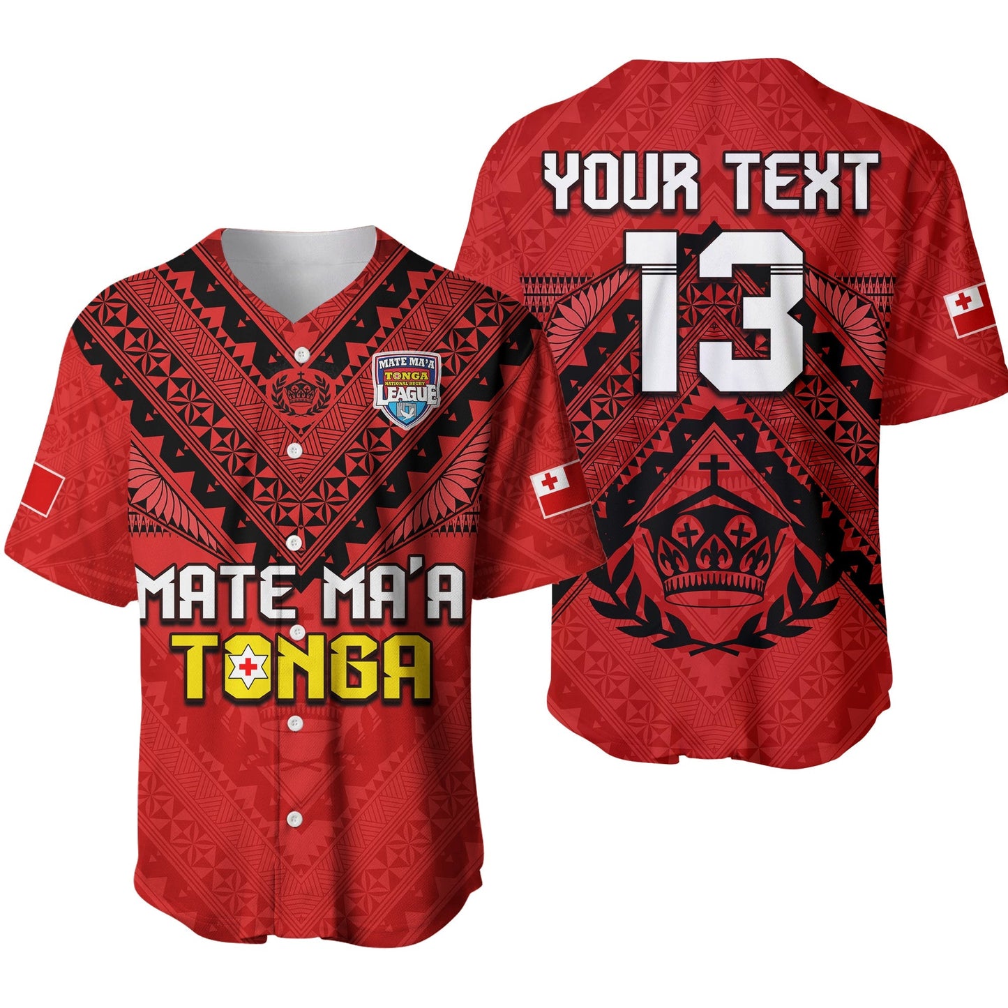(Custom Text and Number) Tonga Rugby MMT Baseball Jersey Ngatu Mate Maa Tonga Simple Ver.01