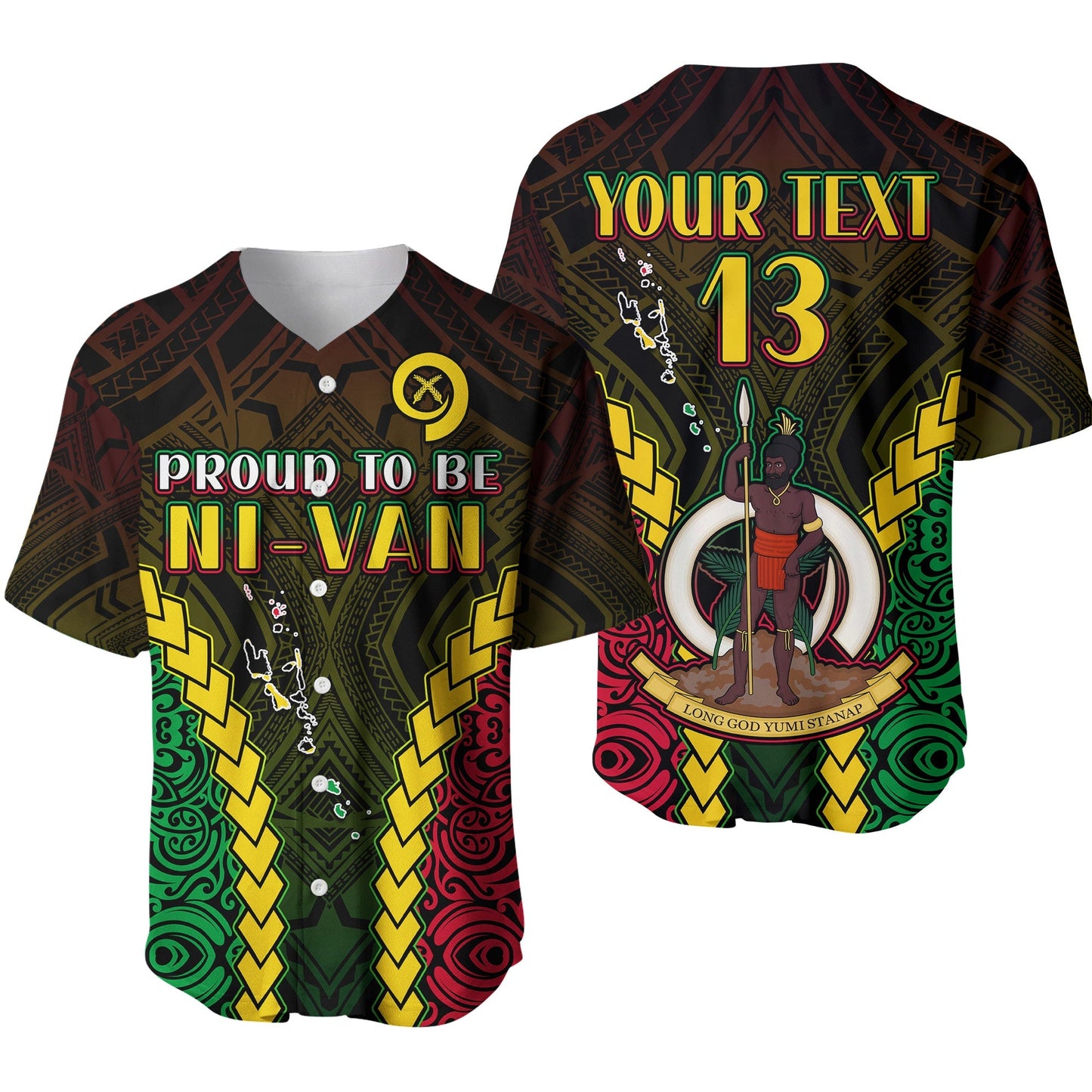 (Custom Text and Number) Vanuatu Indigenous Baseball Jersey Proud To Be Ni Vanuatu Polynesian Pattern Ver.01