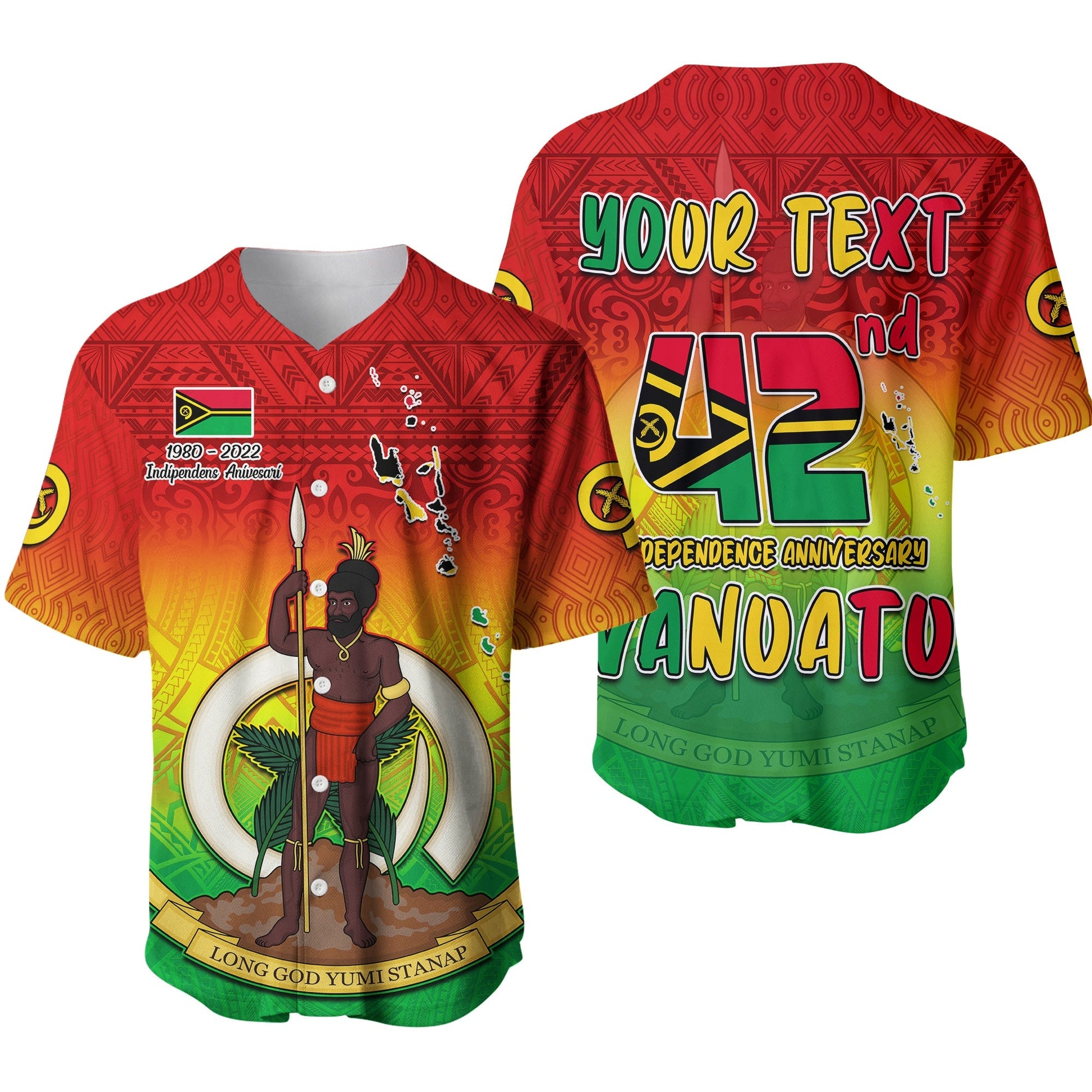 (Custom Personalised) Vanuatu Independence Day Baseball Jersey 42nd Anniversary Yumi Yumi Yumi Ver.01