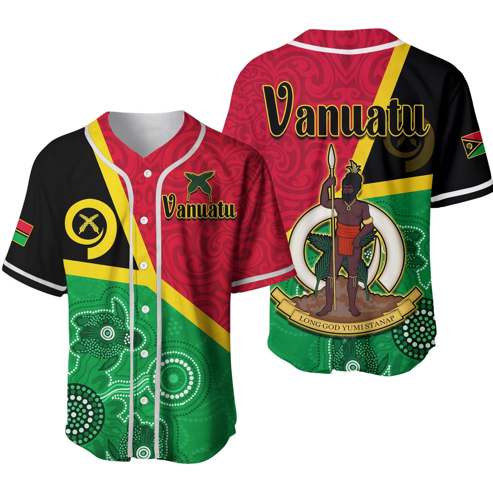 Vanuatu Baseball Jersey Aboriginal Turtle Mix Sand Drawing Ver.02