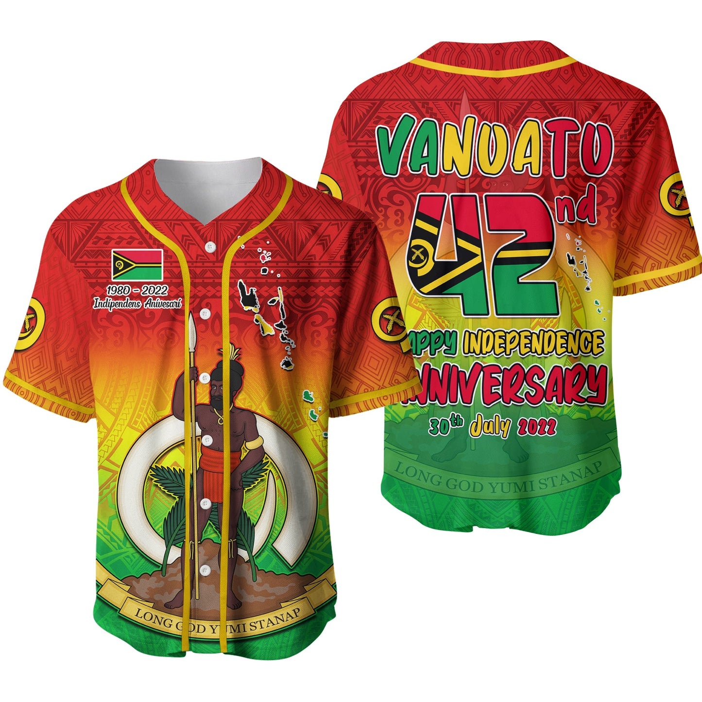 Vanuatu Independence Day Baseball Jersey 42nd Anniversary Yumi Yumi Yumi Ver.02