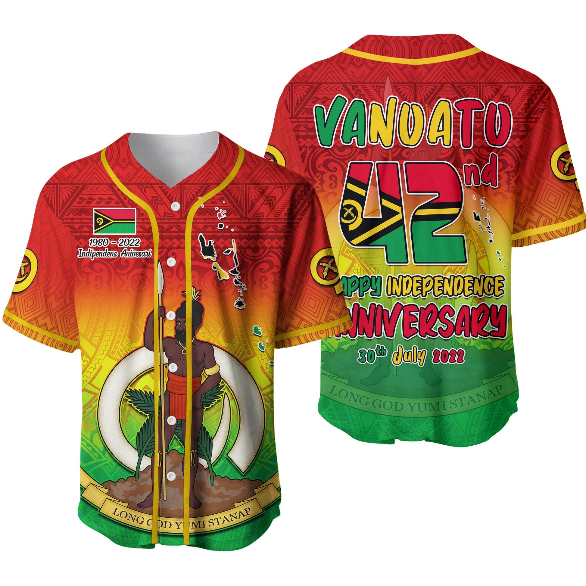 Vanuatu Independence Day Baseball Jersey 42nd Anniversary Yumi Yumi Yumi Ver.02
