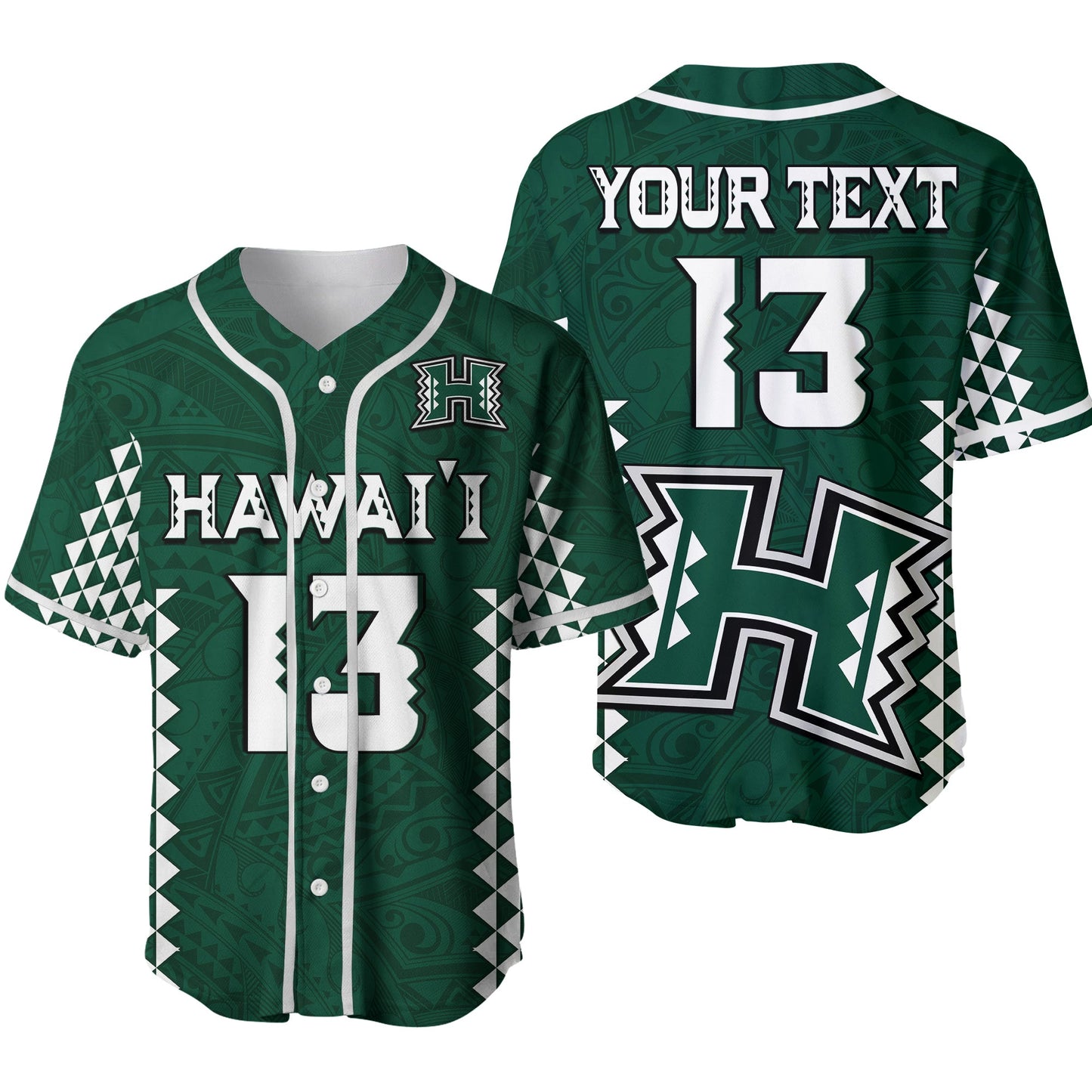 (Custom Text and Number) Hawaii Football Baseball Jersey Kakau Warrior Be Stronger Ver.02