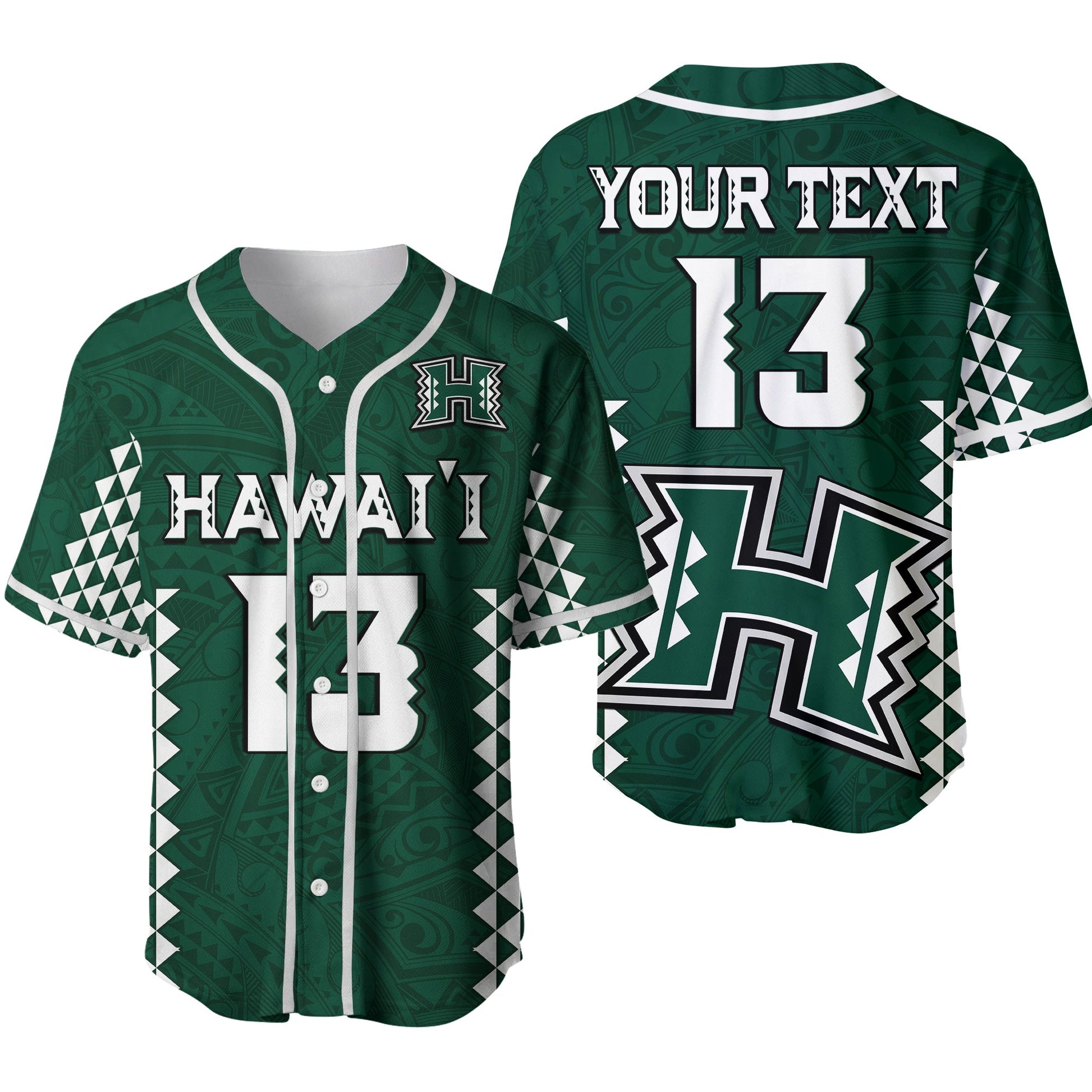 (Custom Text and Number) Hawaii Football Baseball Jersey Kakau Warrior Be Stronger Ver.02