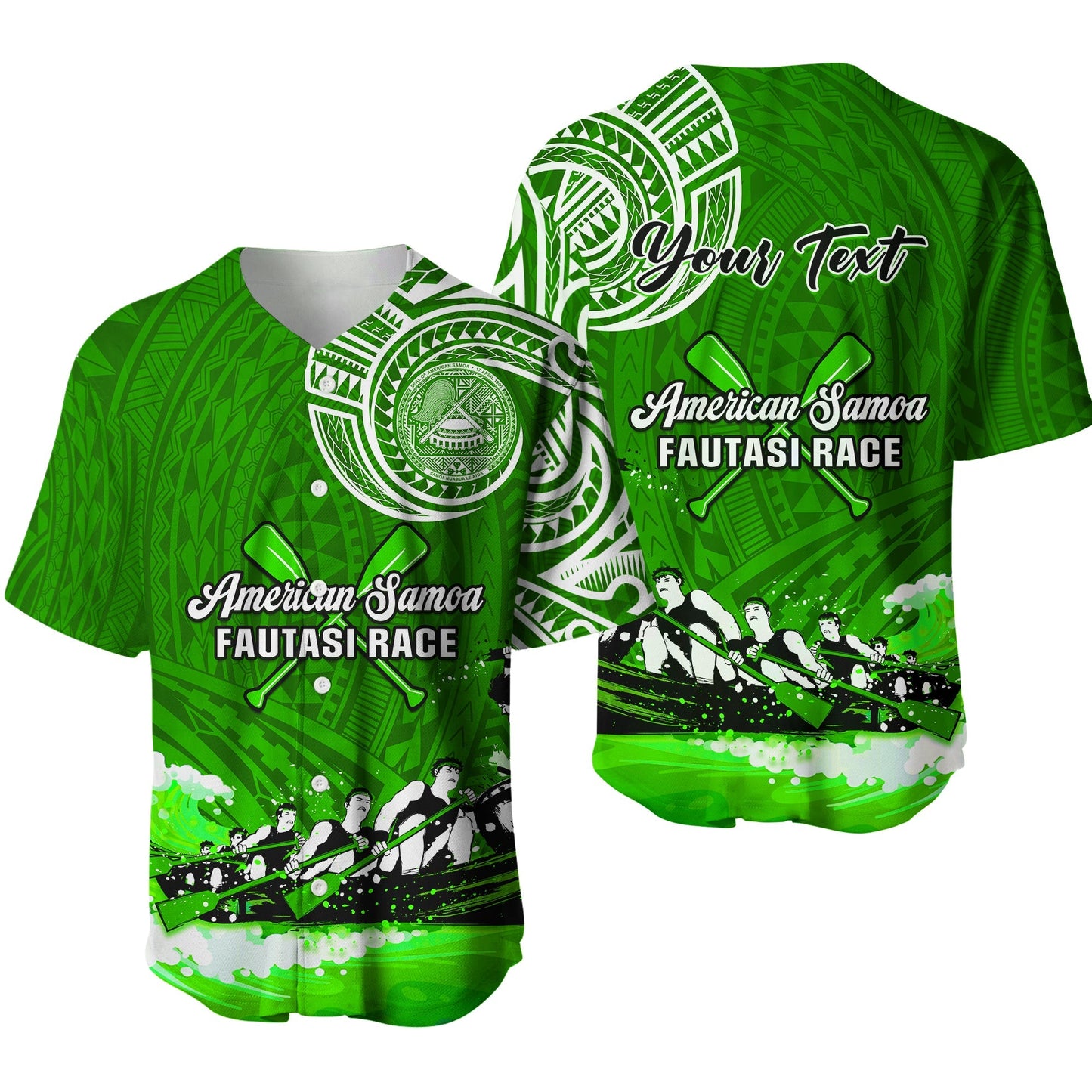 (Custom Personalised) American Samoa Baseball Jersey Fautasi Race Samoan Pattern Ver.02