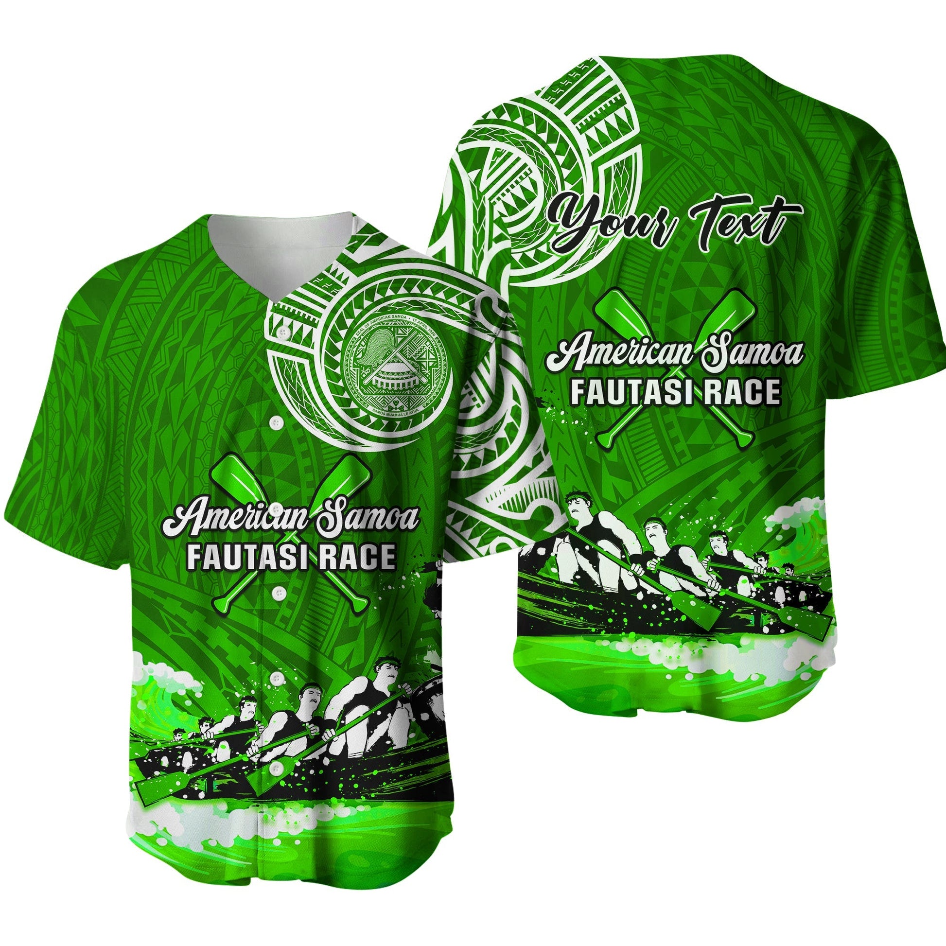 (Custom Personalised) American Samoa Baseball Jersey Fautasi Race Samoan Pattern Ver.02