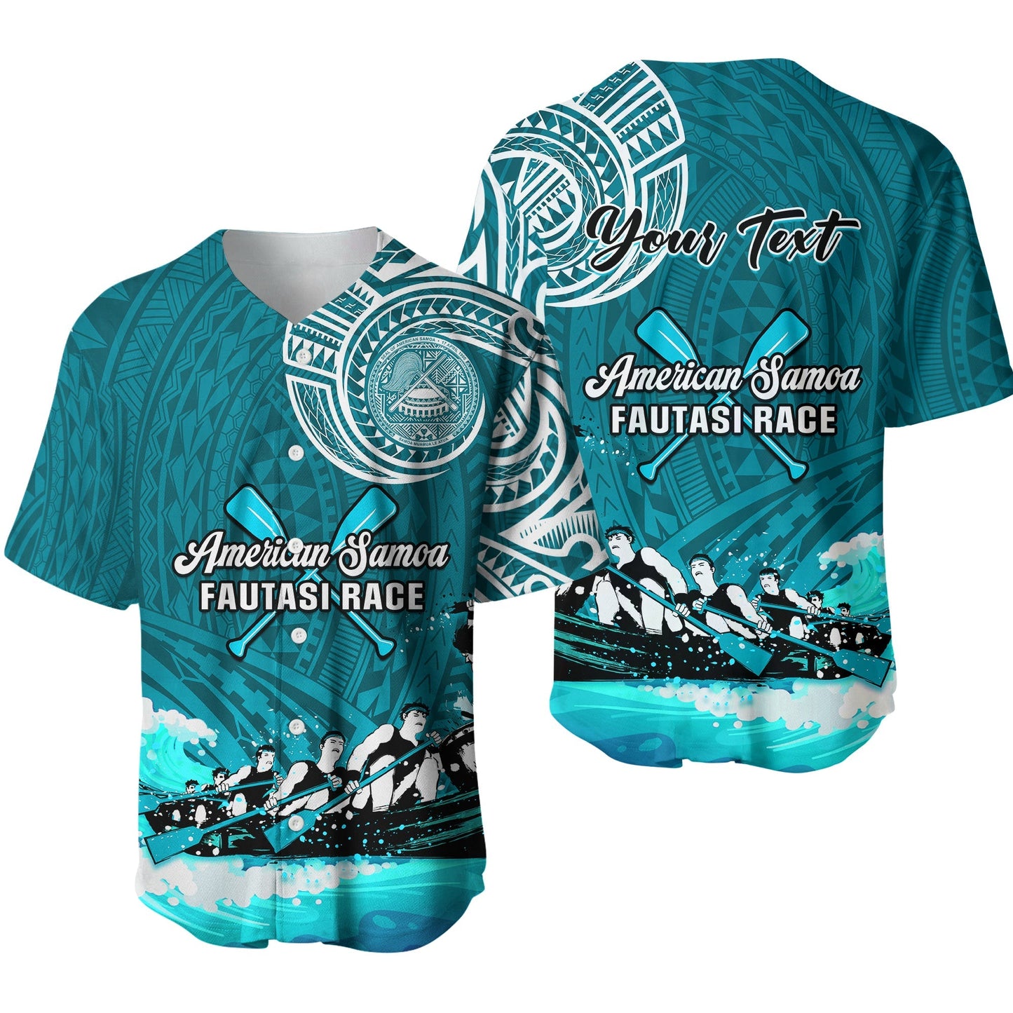 (Custom Personalised) American Samoa Baseball Jersey Fautasi Race Samoan Pattern Ver.03