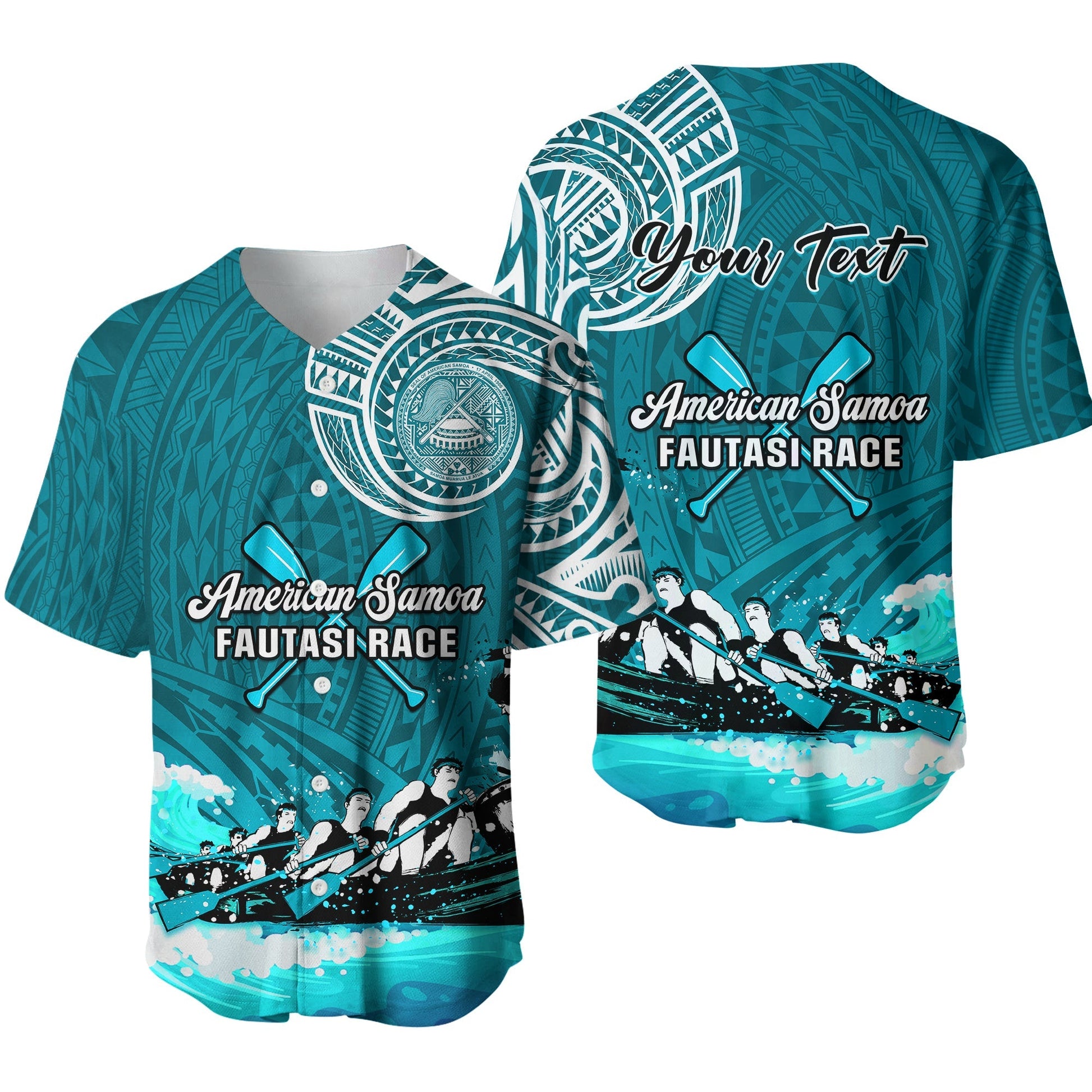 (Custom Personalised) American Samoa Baseball Jersey Fautasi Race Samoan Pattern Ver.03