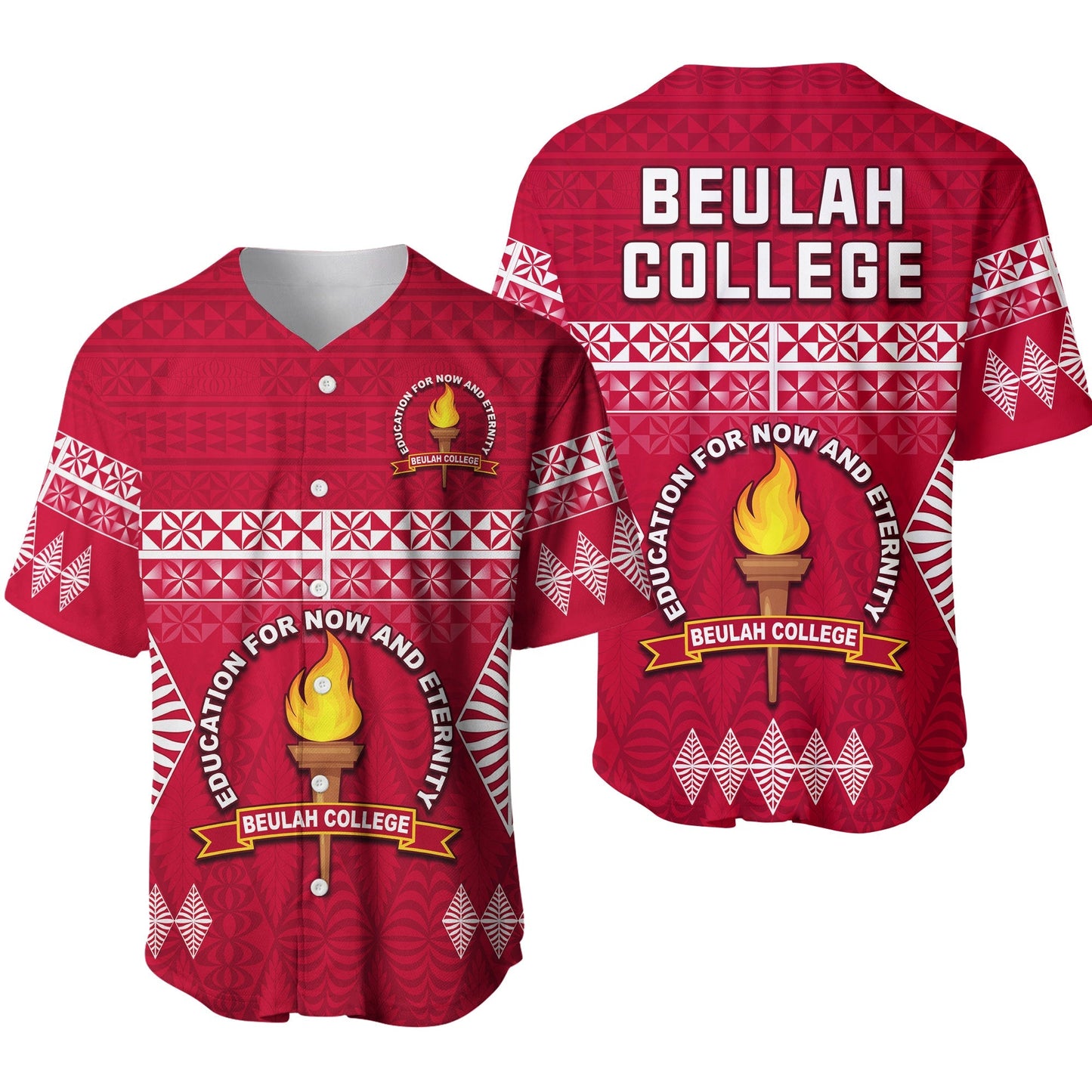 Beulah College Baseball Jersey Ngatu Pattern Tonga Ver.01