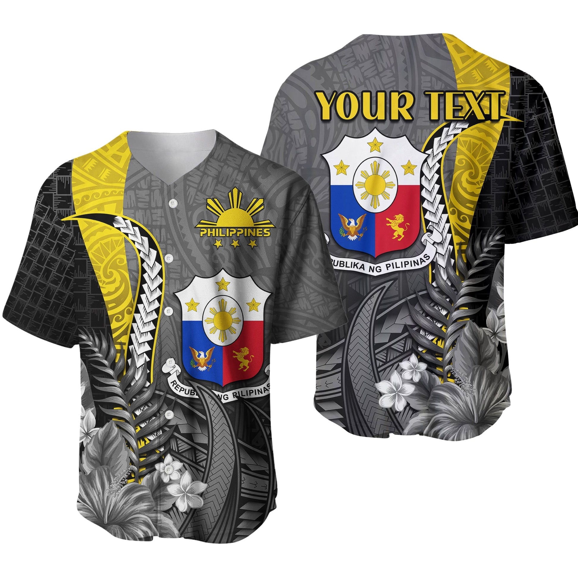 (Custom Personalised) Philippines Sampaguita Baseball Jersey Simple Polynesian Sun Filipino