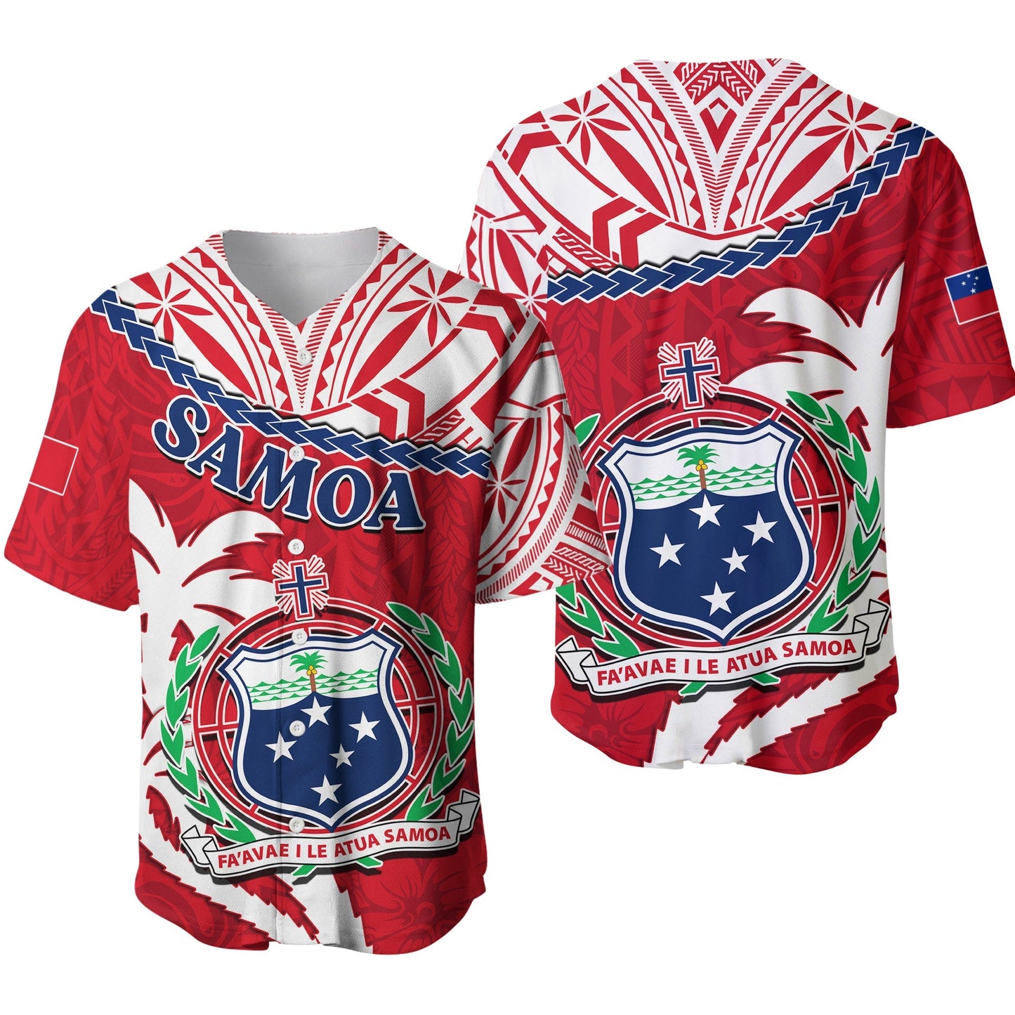 Samoa Baseball Jersey Samoan Coat Of Arms With Coconut Red Style