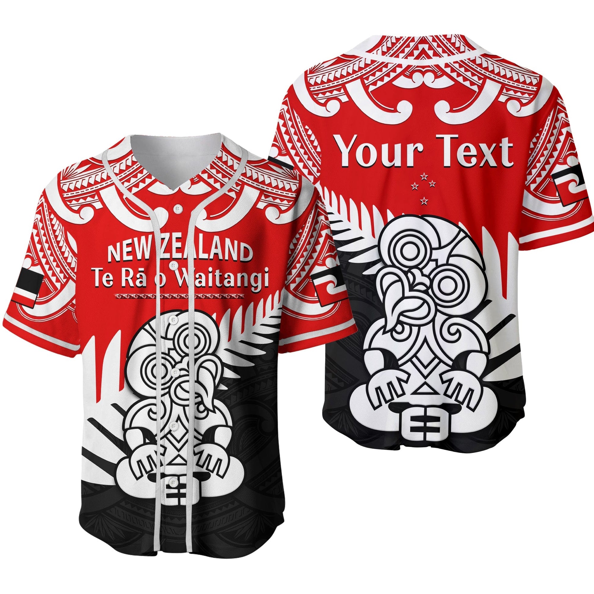 (Custom Personalised) Waitangi Day Baseball Jersey Tino Rangatiratanga Flag With Tiki Maori Fern Ver.02