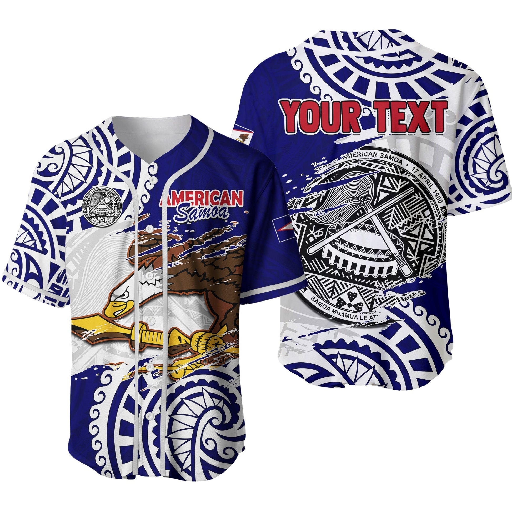 (Custom Personalised) American Samoa Independence Day Baseball Jersey Polynesian Special Version Ver.02