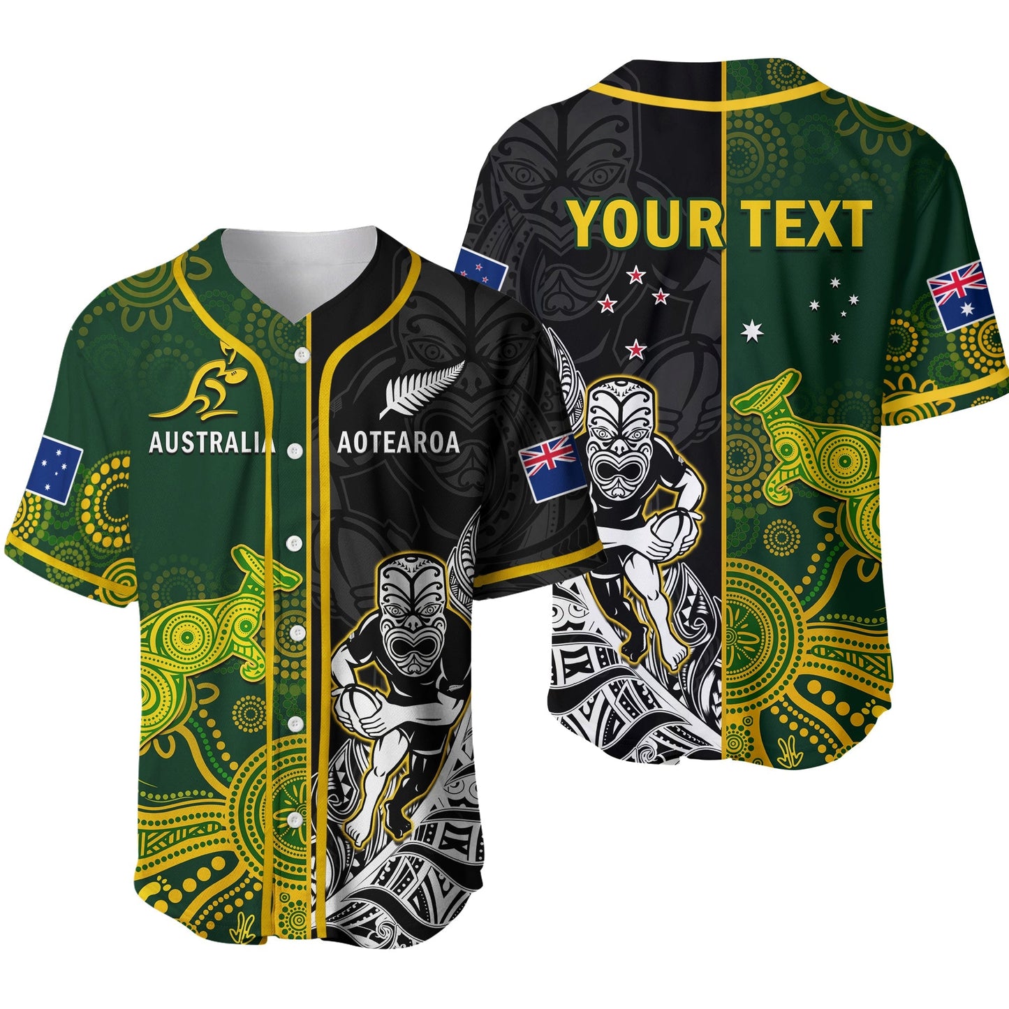 (Custom Personalised) Australia Rugby Mix Aotearoa Rugby Baseball Jersey Wallabies All Black Special Version Ver.02