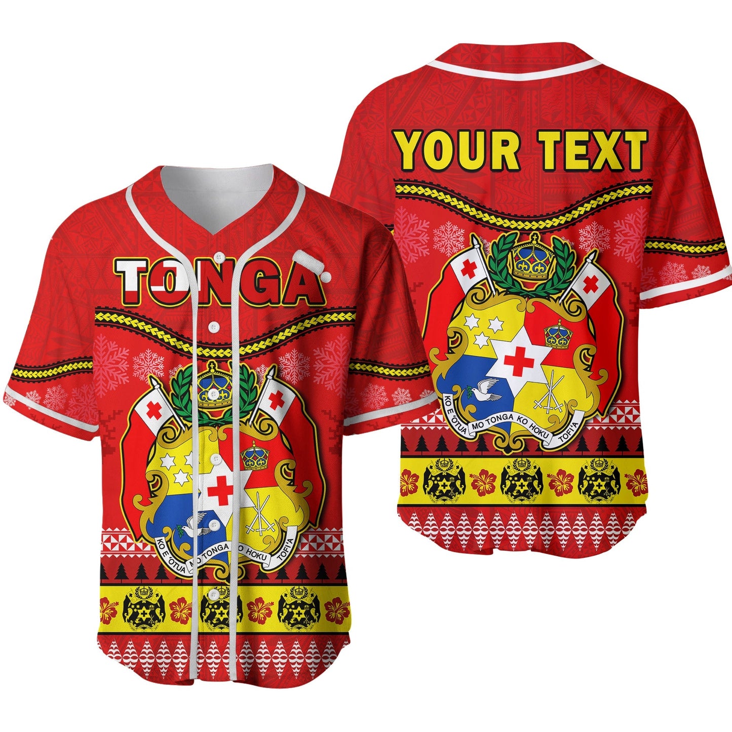 (Custom Personalised) Tonga Christmas Baseball Jersey Tongan Ngatu Kilisimasi Fiefia Ver.02