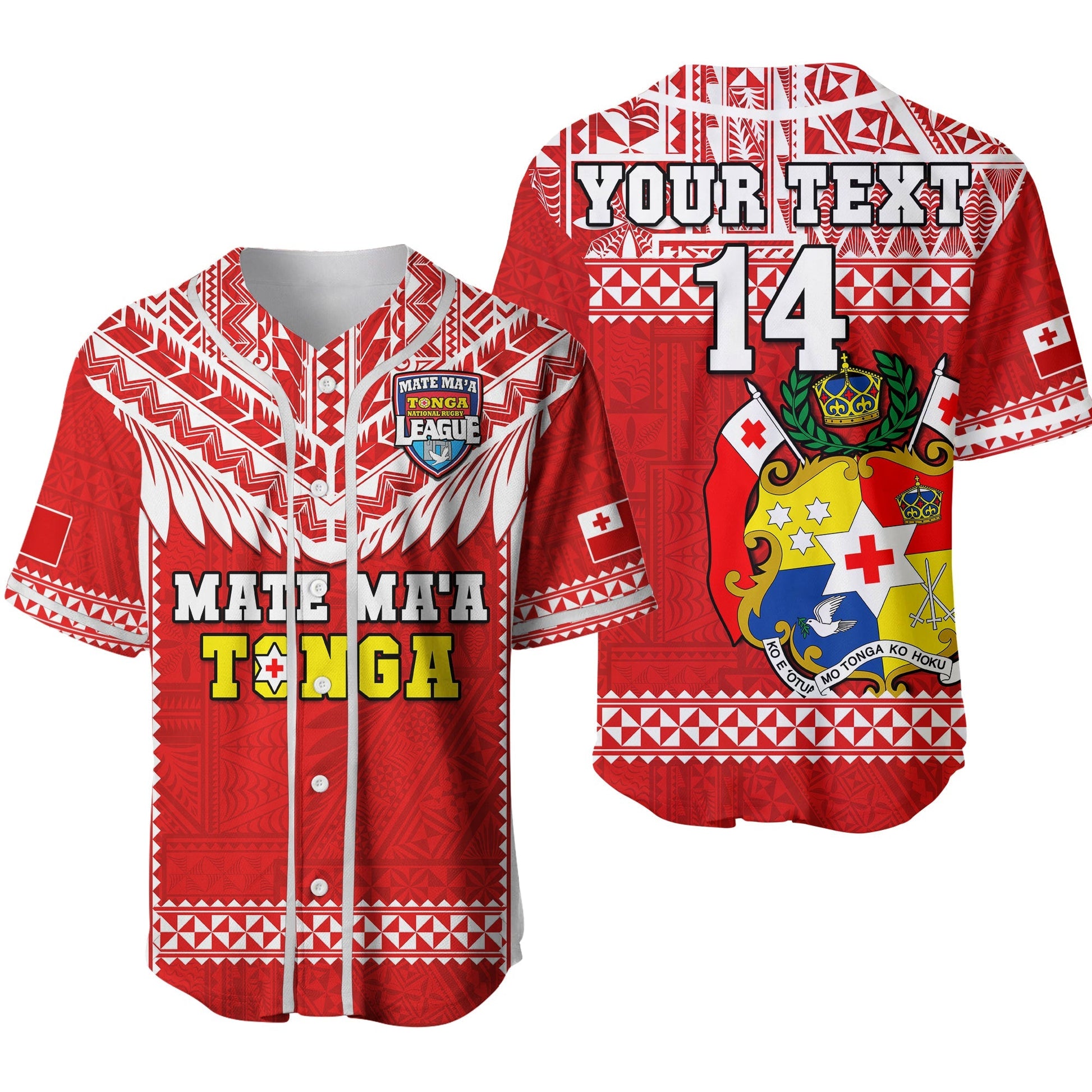 (Custom Text And Number) Tonga Rugby Baseball Jersey Mate Maa Tonga Pacific Ngatu White Ver.02