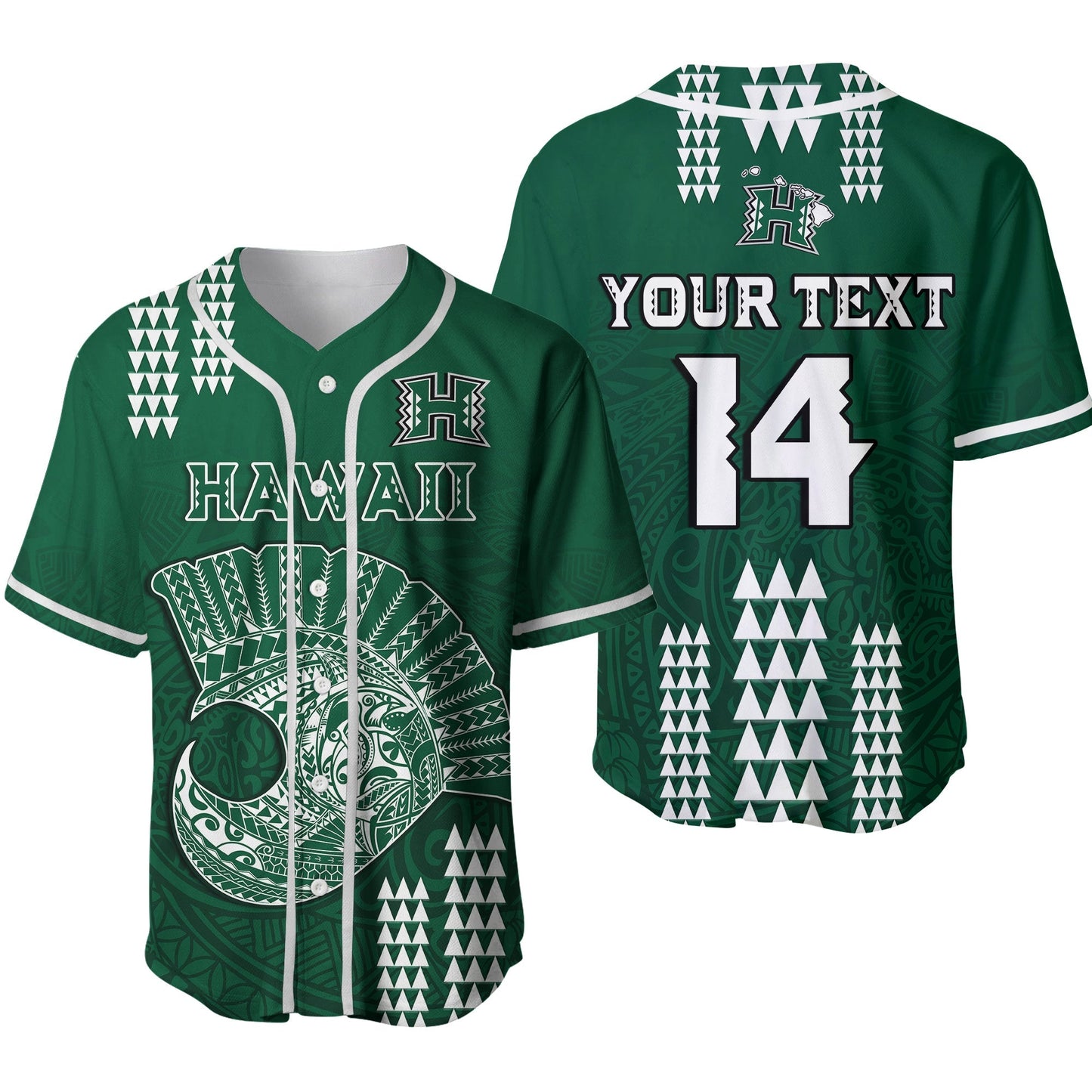 (Custom Text And Number) Hawaii Football Baseball Jersey Kakau Rainbow Warriors Helmet Ver.02