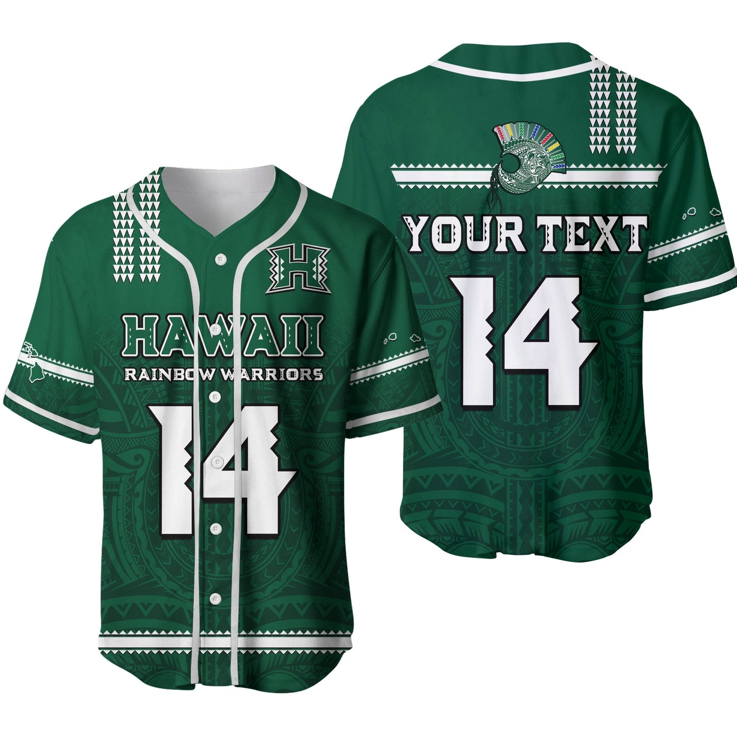 (Custom Text And Number) Hawaii Football Baseball Jersey Kakau Rainbow Warriors Helmet Go Bows Ver.02