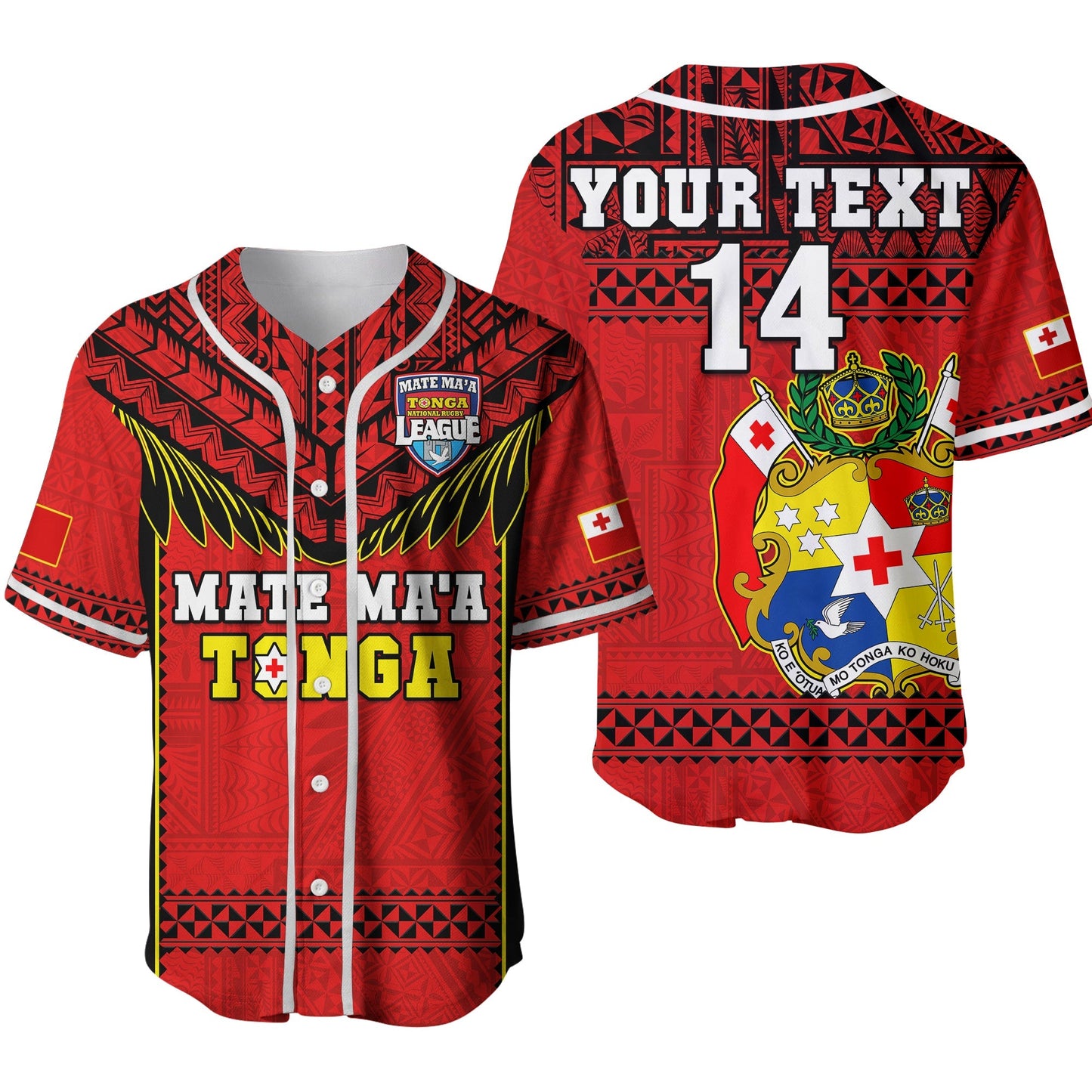 (Custom Text And Number) Tonga Rugby Baseball Jersey Mate Maa Tonga Pacific Ngatu Black Ver.02