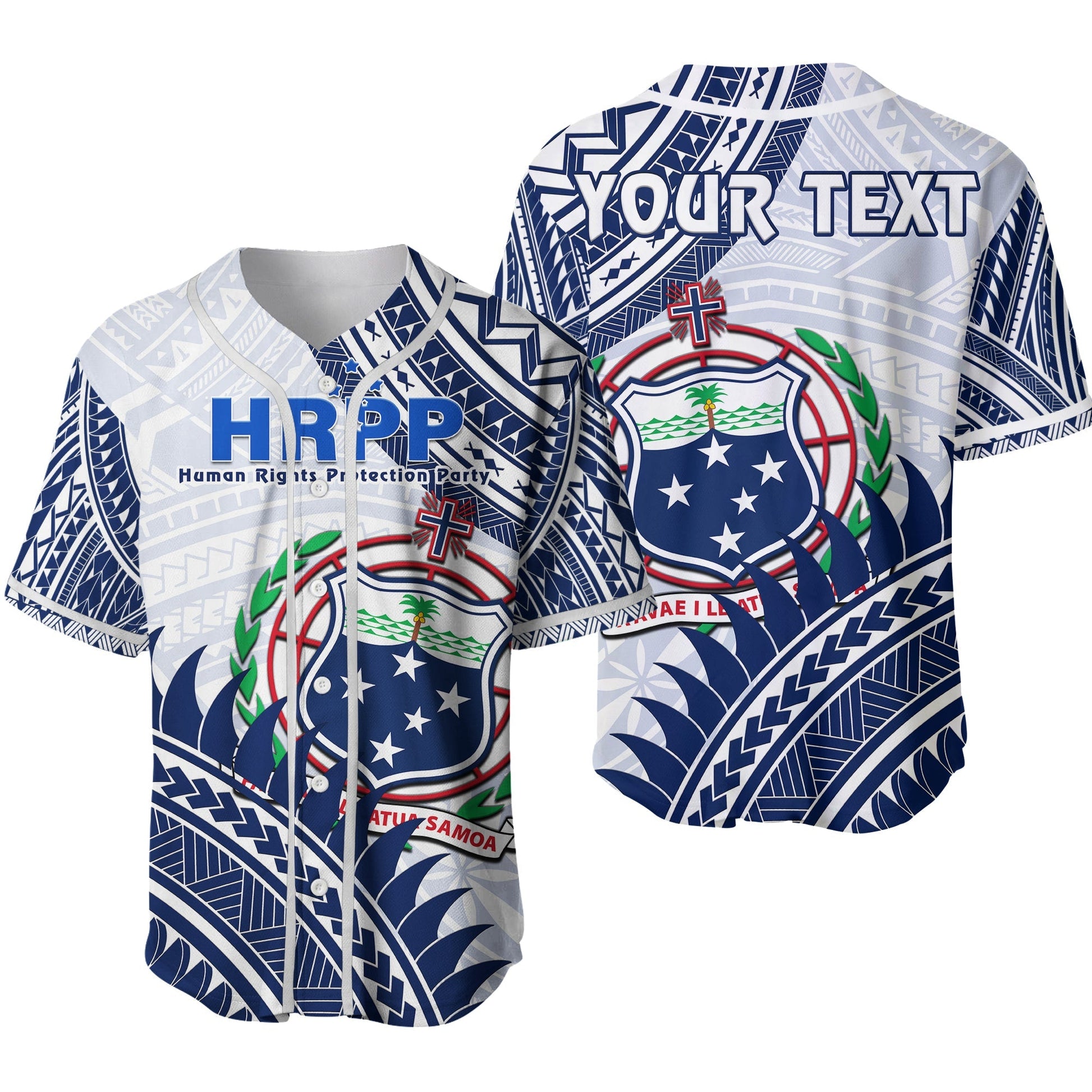 (Custom Personalised) HRPP Samoa Baseball Jersey Samoan Coat Of Arms Polynesian Pattern Ver.02