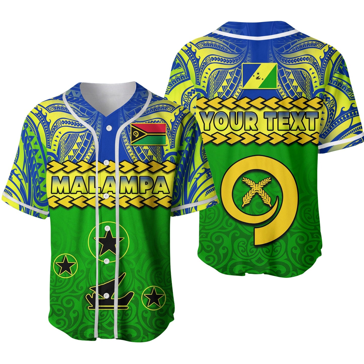 (Custom Personalised) Malampa Province Baseball Jersey Vanuatu Pig Tusk Polynesian Flag Style Ver.02