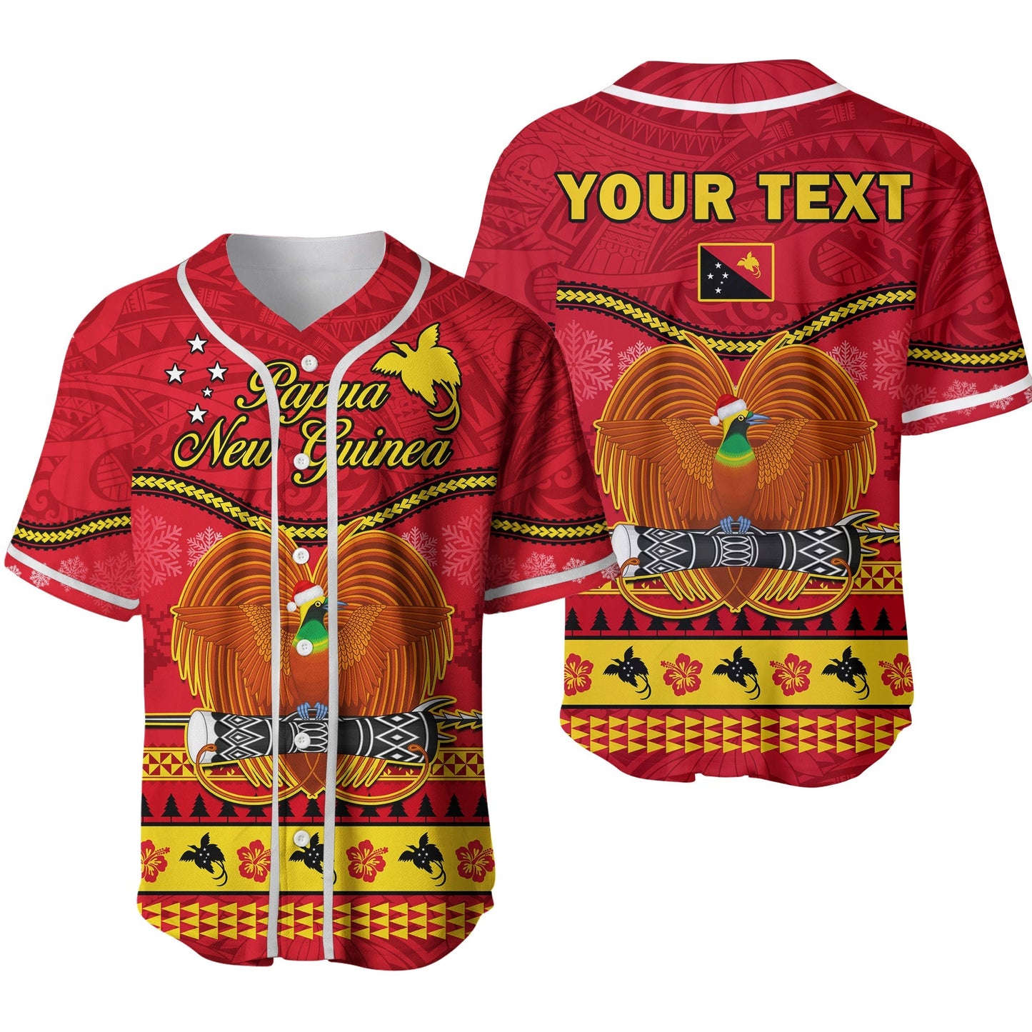 (Custom Personalised) Papua New Guinea Christmas Baseball Jersey Bird Of Paradise Bikpela Hamamas Blong Dispela Krismas Ver.02