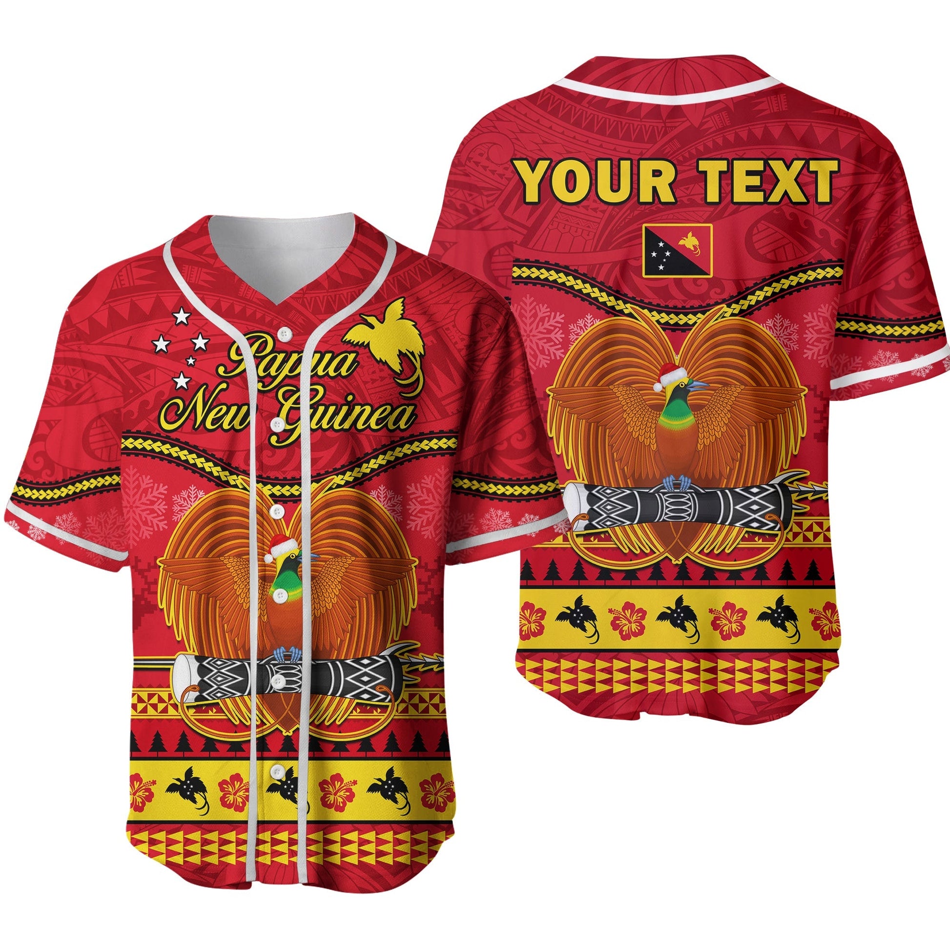 (Custom Personalised) Papua New Guinea Christmas Baseball Jersey Bird Of Paradise Bikpela Hamamas Blong Dispela Krismas Ver.02