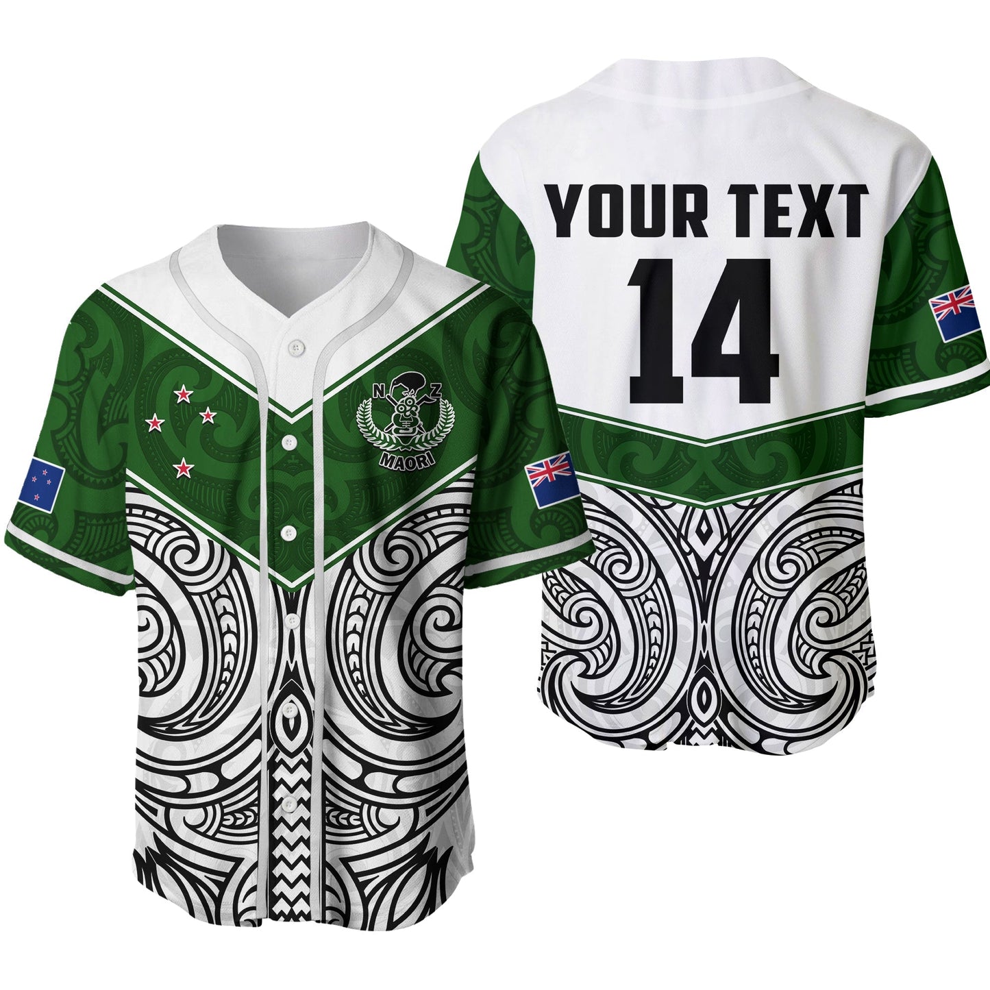 (Custom Text And Number) New Zealand Silver Fern Rugby Baseball Jersey Maori Pacific Ver.02