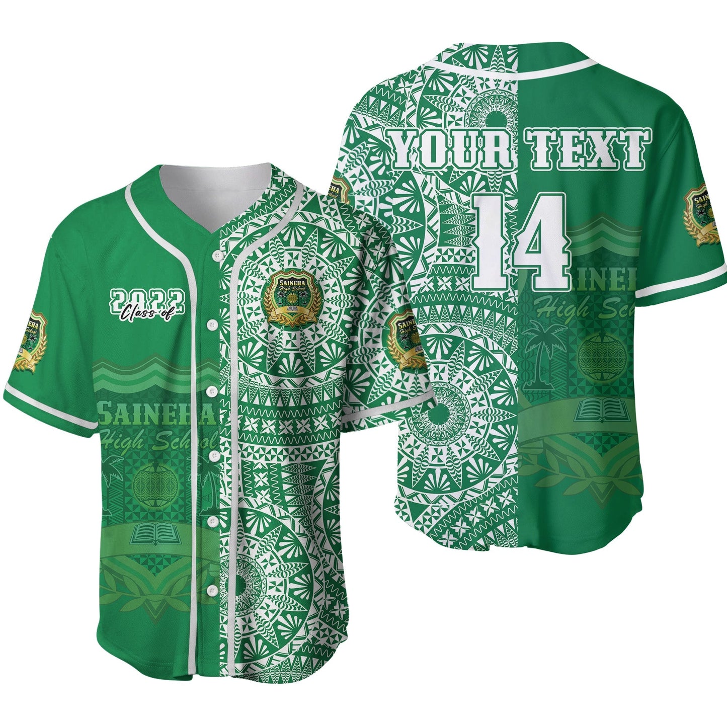 (Custom Text And Number) Tonga Saineha High School Baseball Jersey Class Of Year Tongan Ngatu Pattern Ver.02