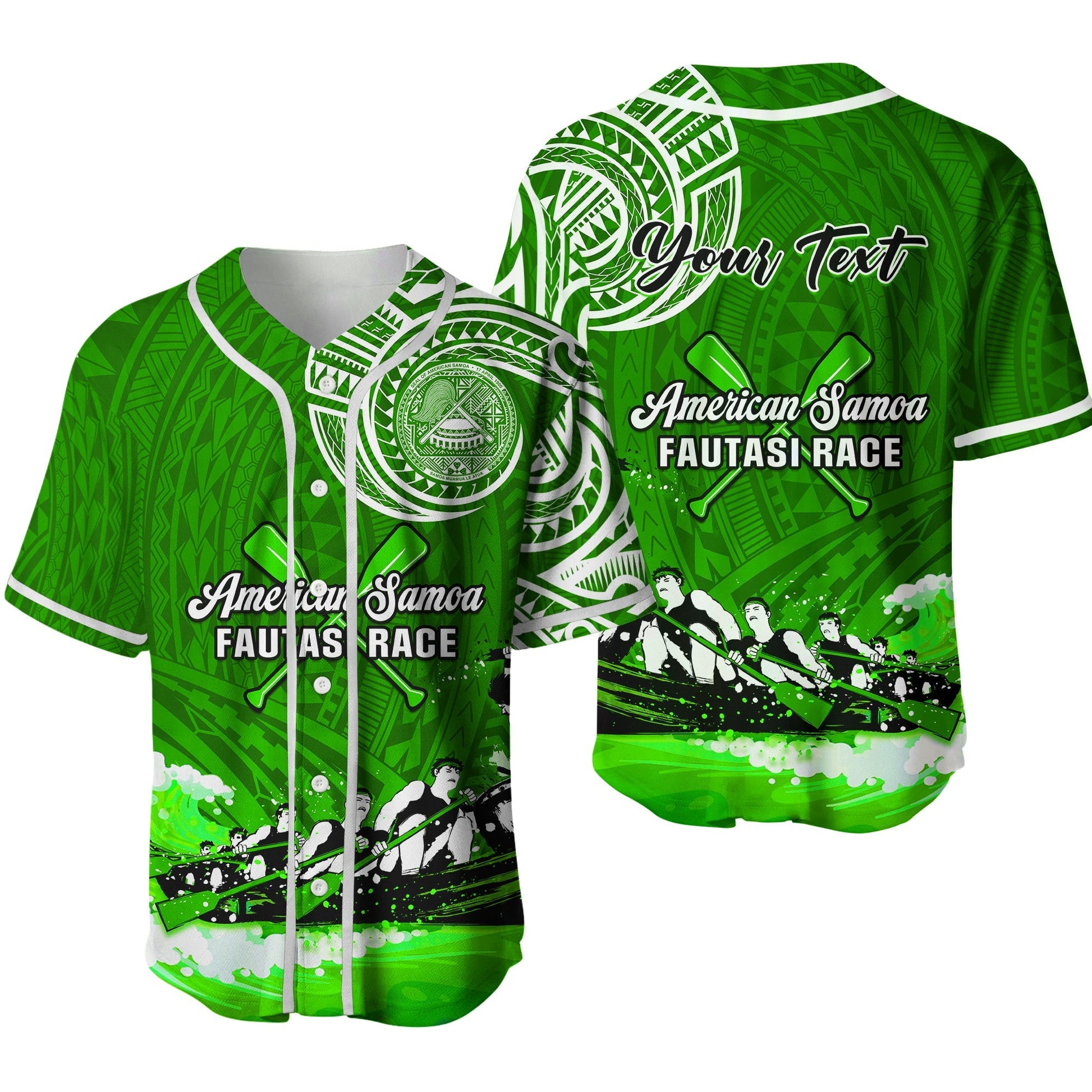 (Custom Personalised) American Samoa Baseball Jersey Border Fautasi Race Samoan Pattern Ver.02